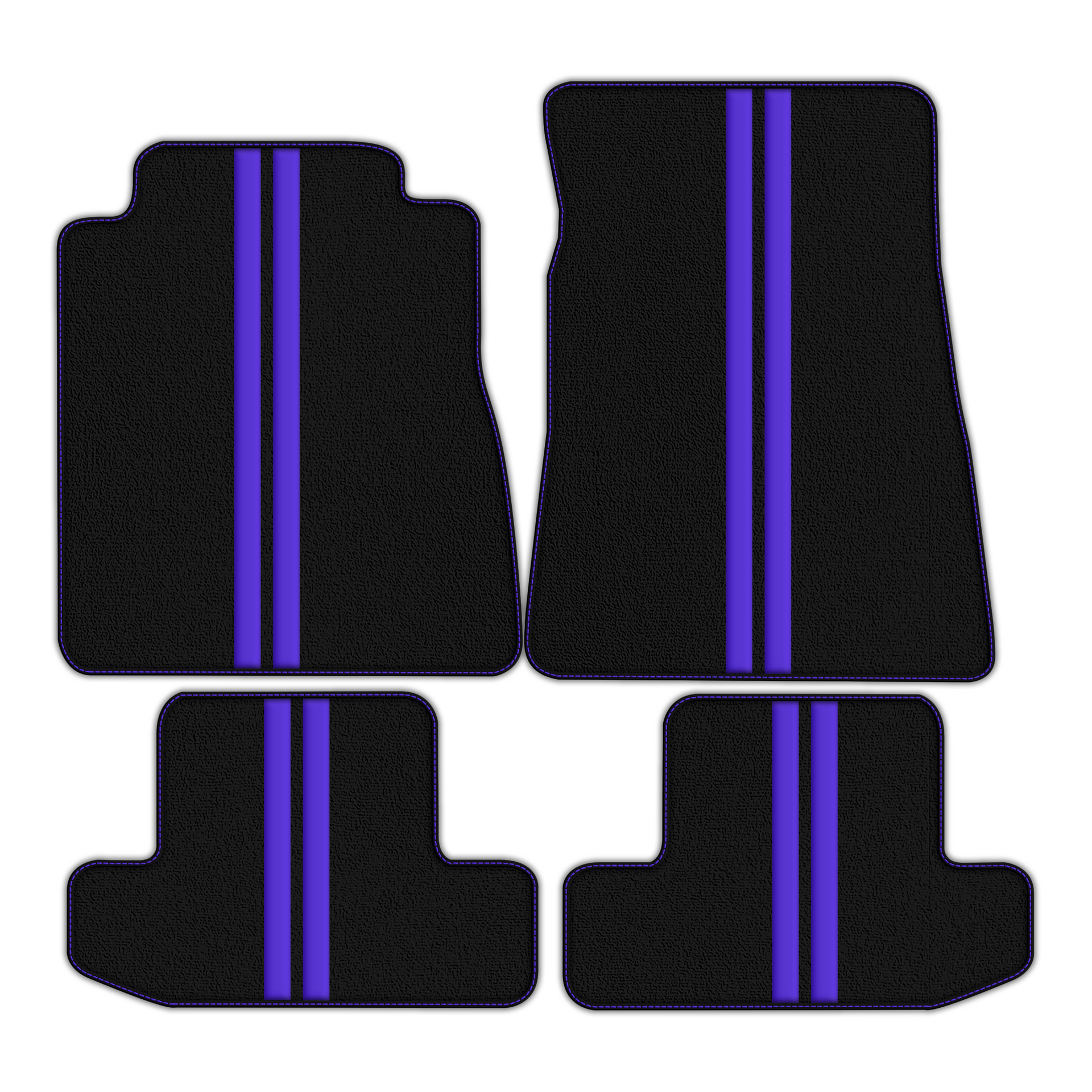 Black Floor Mats with Leather Line for Ford GT500 Shelby (2015-2021) - Various Colors