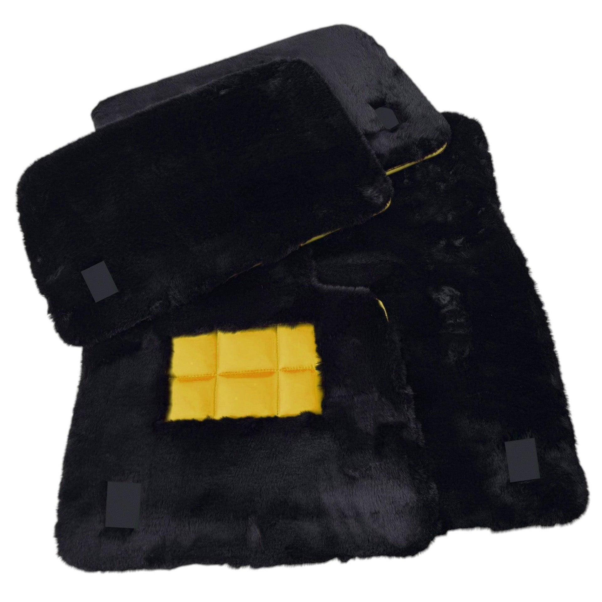 Black Sheepskin Floor Mats for Rolls Royce Phantom VIII (2017-2024) Various Leather Colors