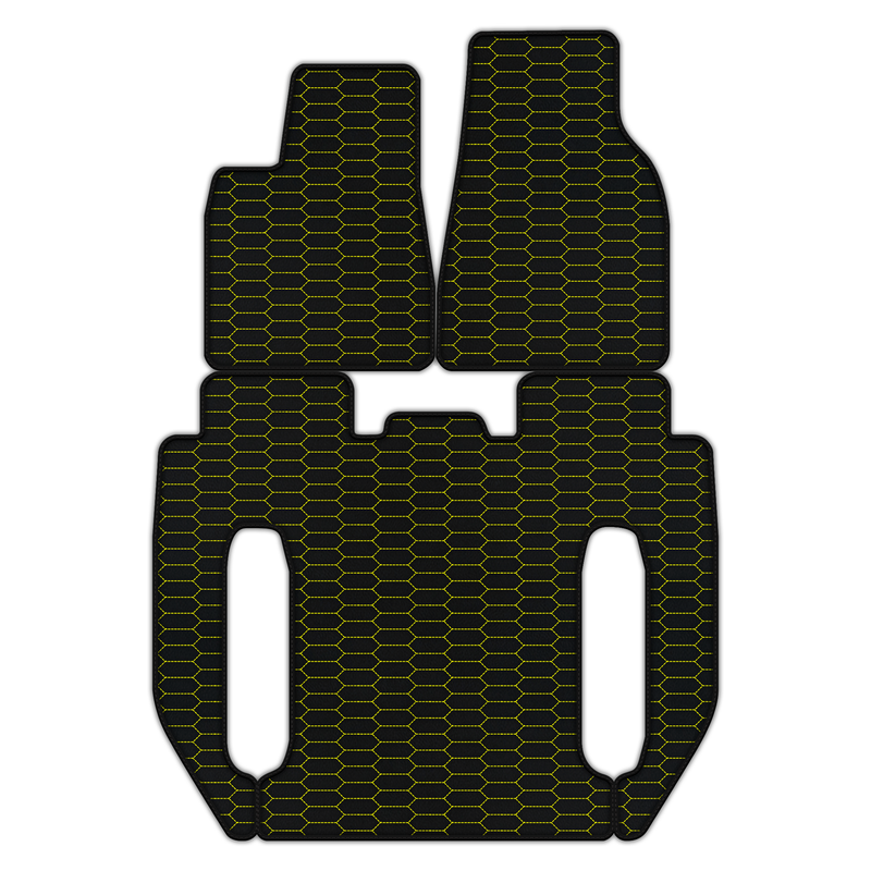 Anpassbare Lederfußmatten mit Raptor-Sechseckmuster für Tesla Model X – 6 Sitze (2016–2025)