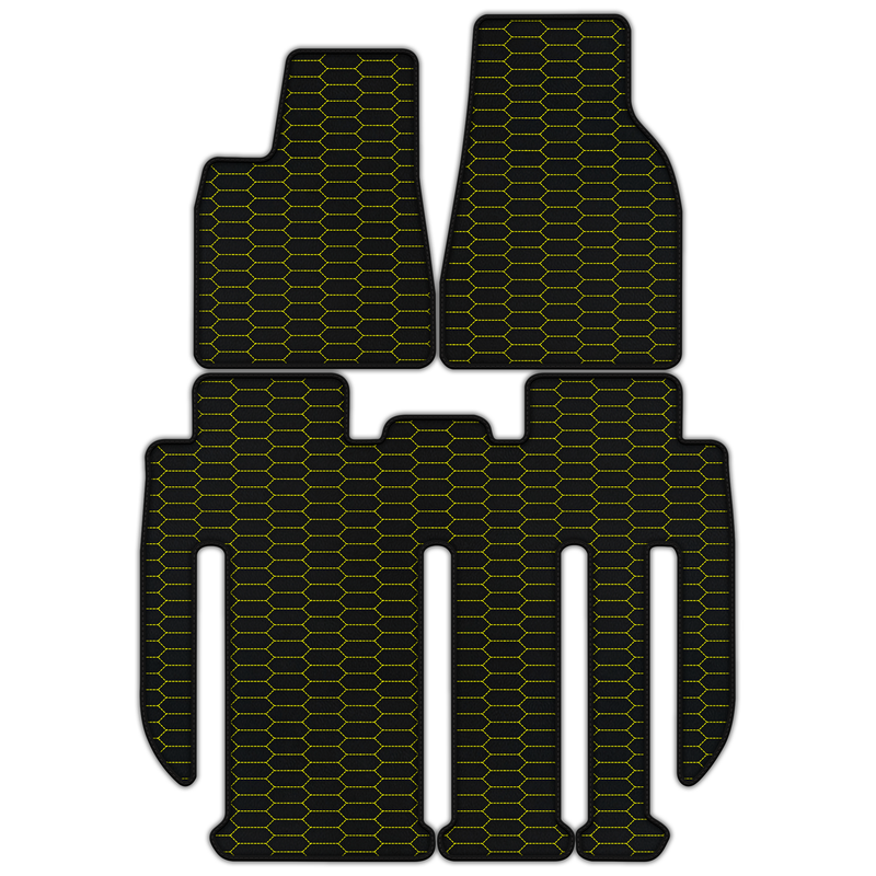 Anpassbare Lederfußmatten mit Raptor-Sechseckmuster für Tesla Model X – 7 Sitze (2017–2025)