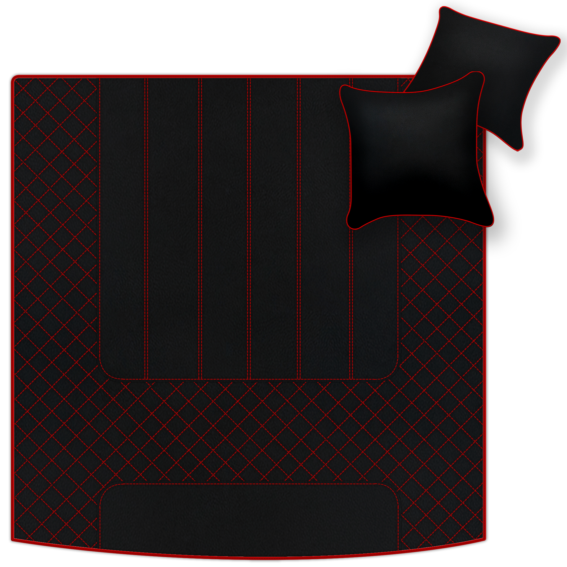 Tapis de voiture noirs pour Bentley Mulsanne (2010-2020) avec cuir | Bord rouge - AutoWin.EU