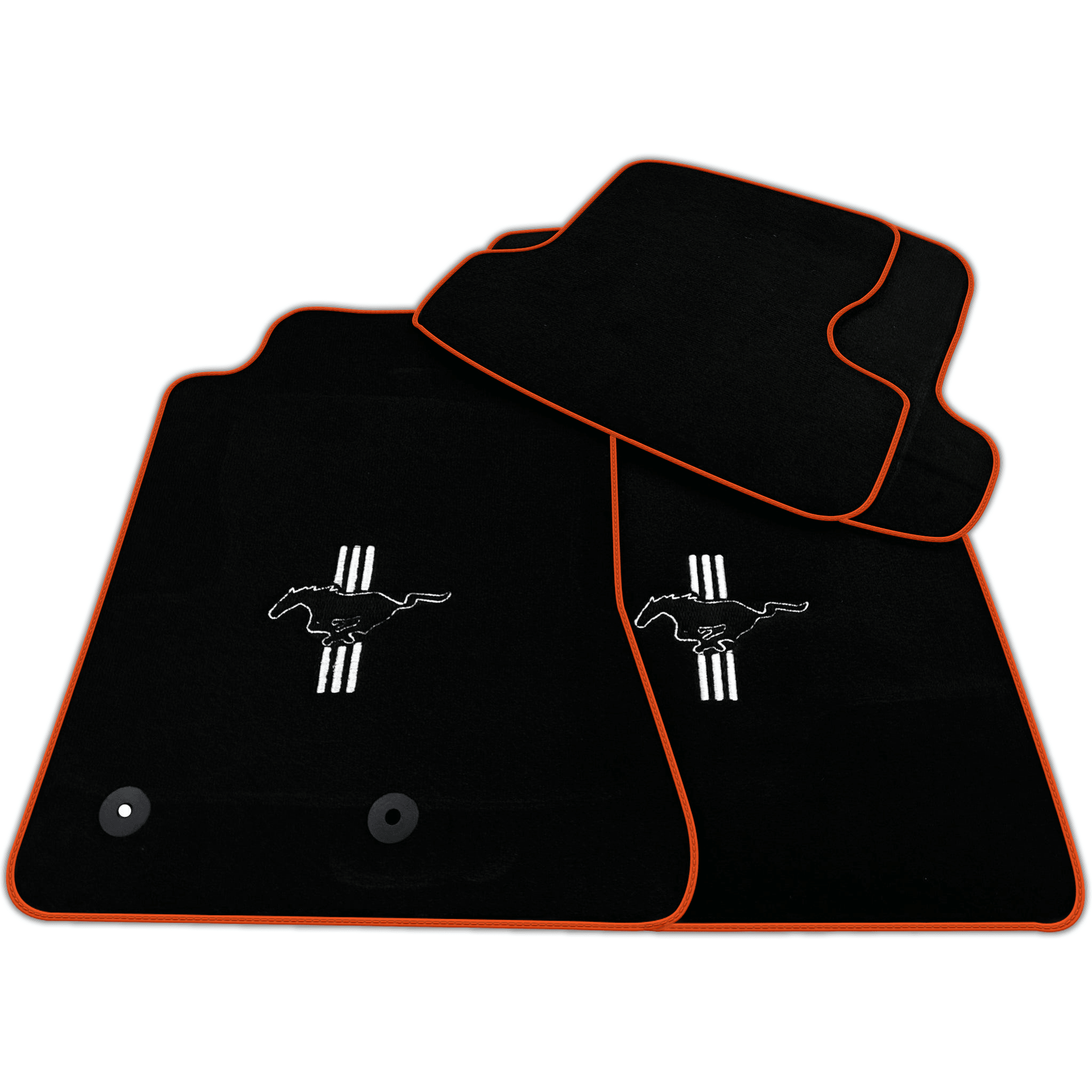Black Floor Mats For Ford Mustang VI (2015-2023) with Pony | Various Trim Colors