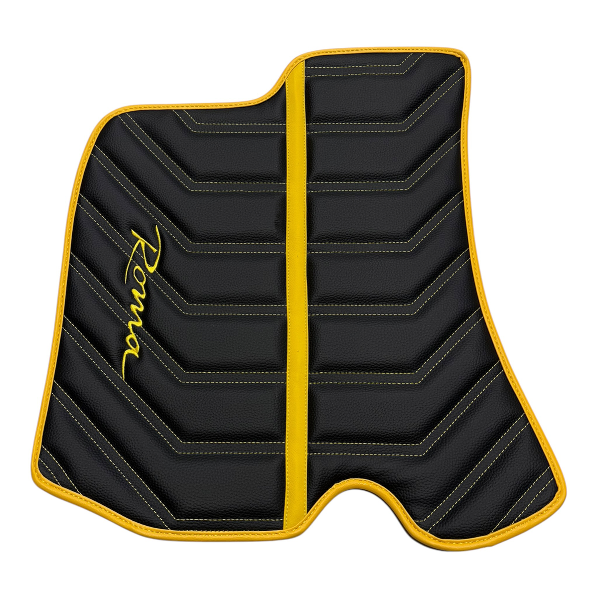 Black Leather Floor Mats for Ferrari Roma (2021-2024) Yellow Sewing