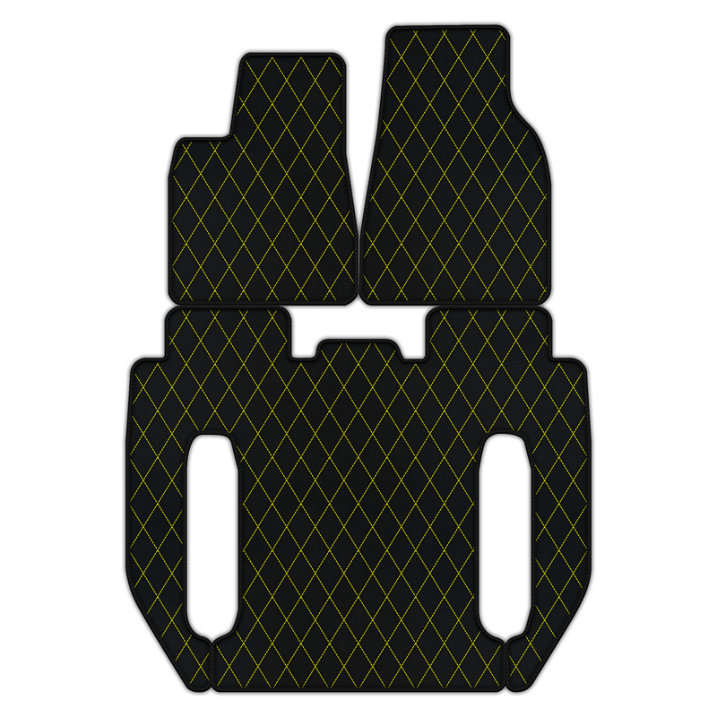 Anpassbare Lederfußmatten mit einzelnem Rautenmuster für Tesla Model X – 6 Sitze (2016–2025)