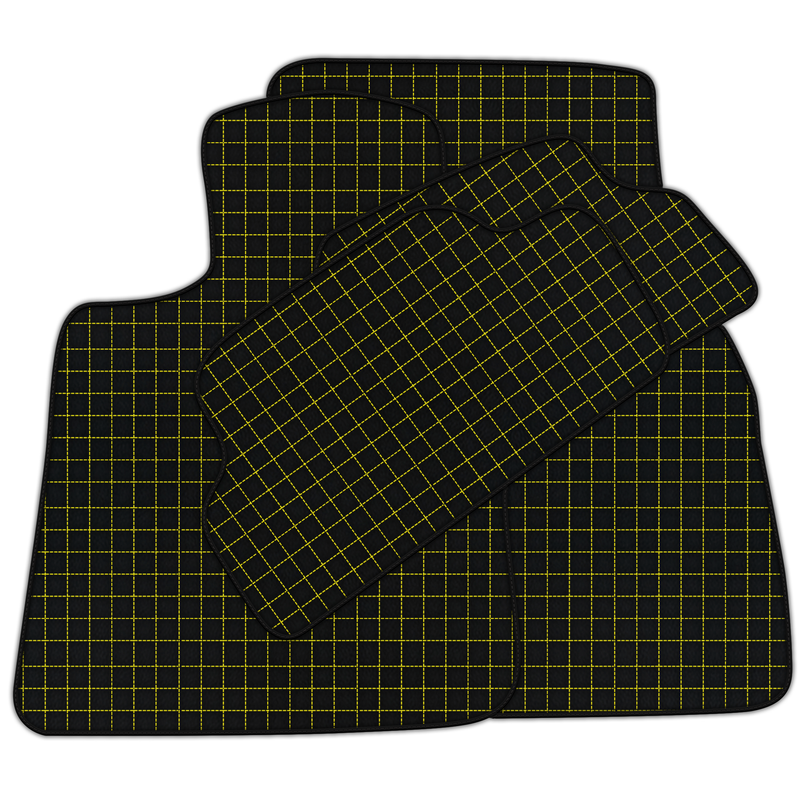 Customizable Leather Floor Mats with Square Pattern for Mini Cooper / One Electric (2020-2023)