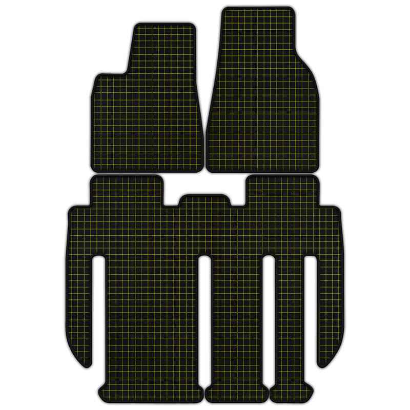 Anpassbare Lederfußmatten mit quadratischem Muster für Tesla Model X – 7 Sitze (2017–2025)