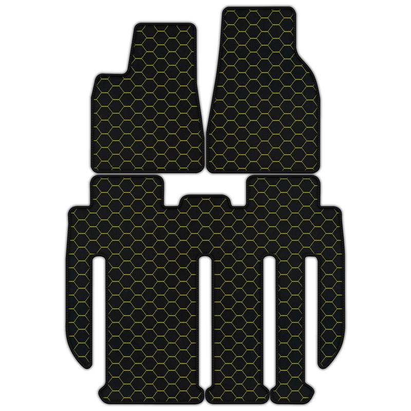 Anpassbare Lederfußmatten mit symmetrischem Sechseckmuster für Tesla Model X – 7 Sitze (2017–2025)