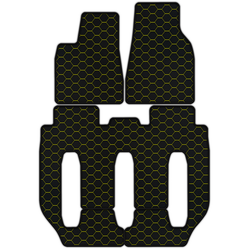 Customizable Leather Floor Mats with Symmetrical Hex Pattern for Tesla Model X - 7 Seats (2016-2017)