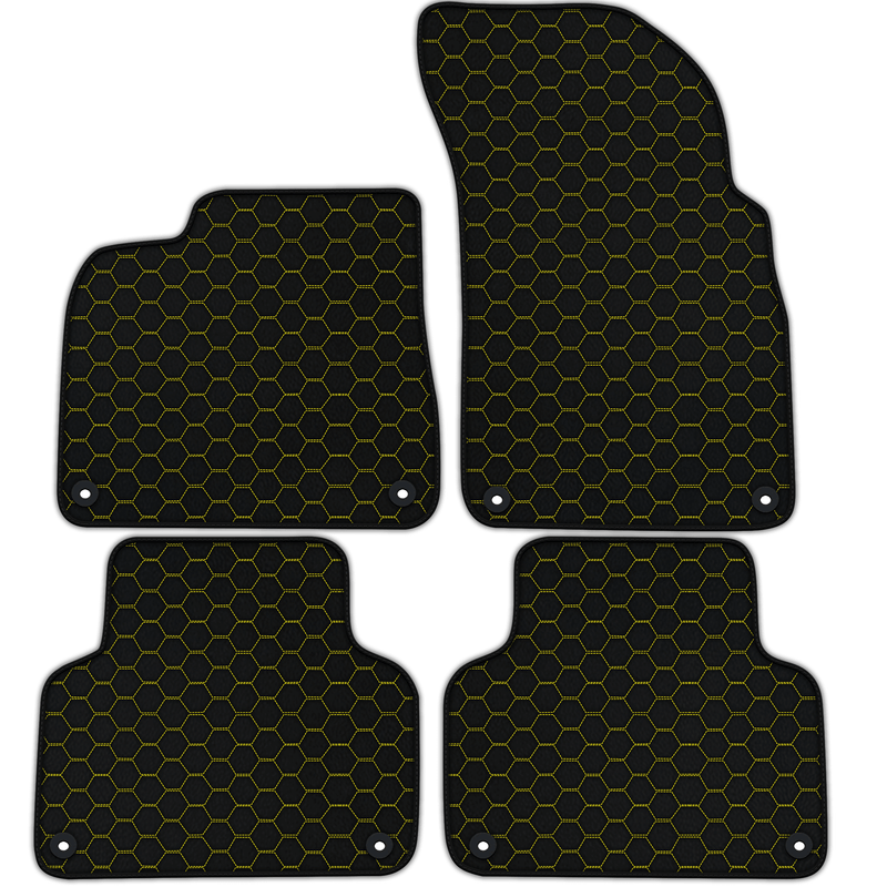 Tapis de voiture en cuir personnalisable avec motif hexagonal symétrique pour Audi Q7 4L (2006-2015)