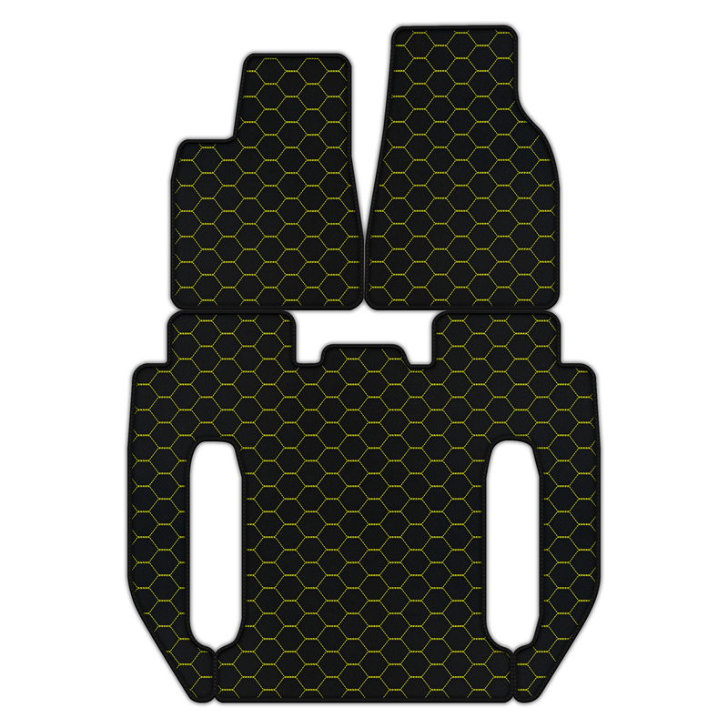 Anpassbare Lederfußmatten mit symmetrischem Sechseckmuster für Tesla Model X – 6 Sitze (2016–2025)