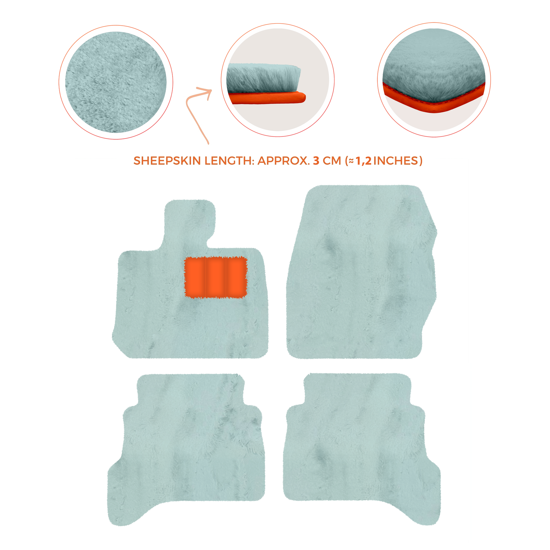 Premium Sheepskin Floor Mats for Land Rover Defender 90 (2007-2020)