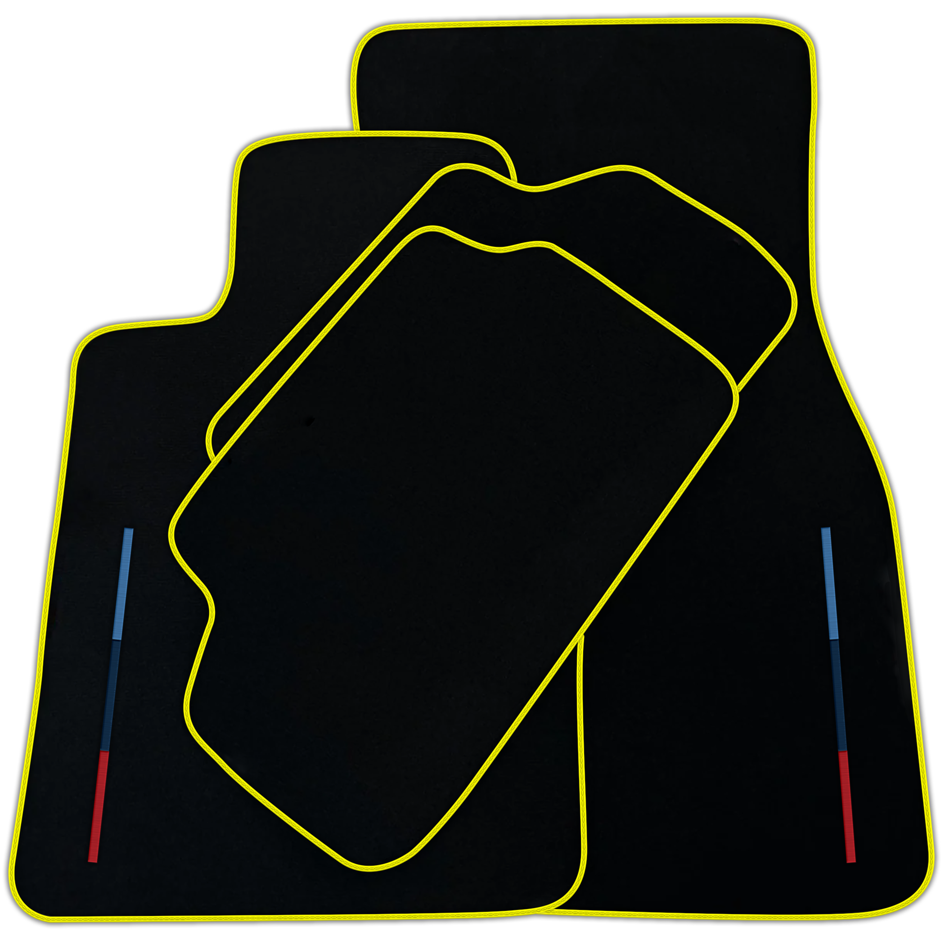 Black Floor Mats for BMW i8 3 Color Stripes Tailored Set Perfect Fit | Various Trim Colors