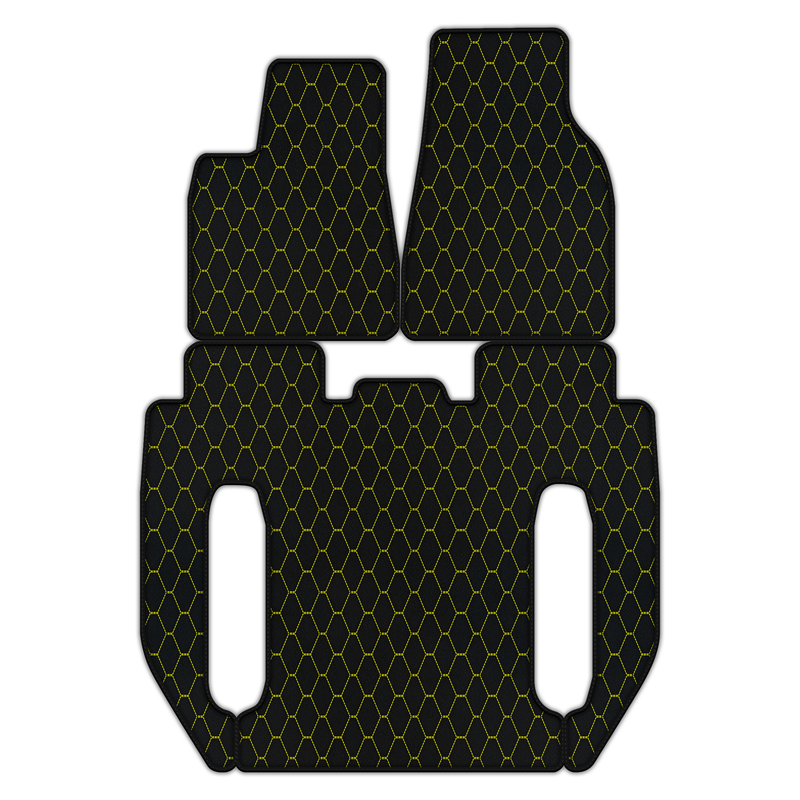 Anpassbare Lederfußmatten mit vertikalem Sechseckmuster für Tesla Model X – 6 Sitze (2016–2025)