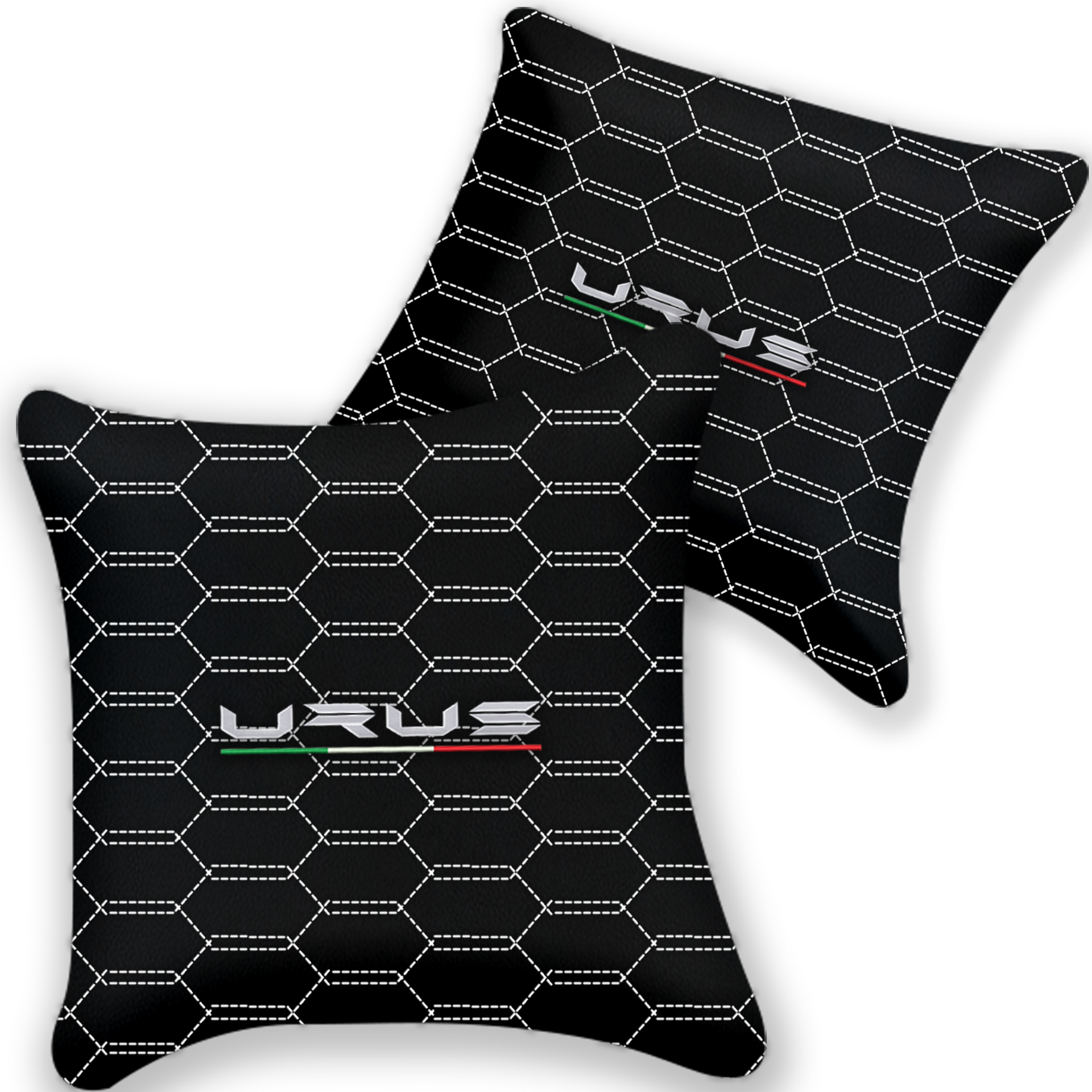 Customizable Black Leather Pillows - Set of 2 for Lamborghini