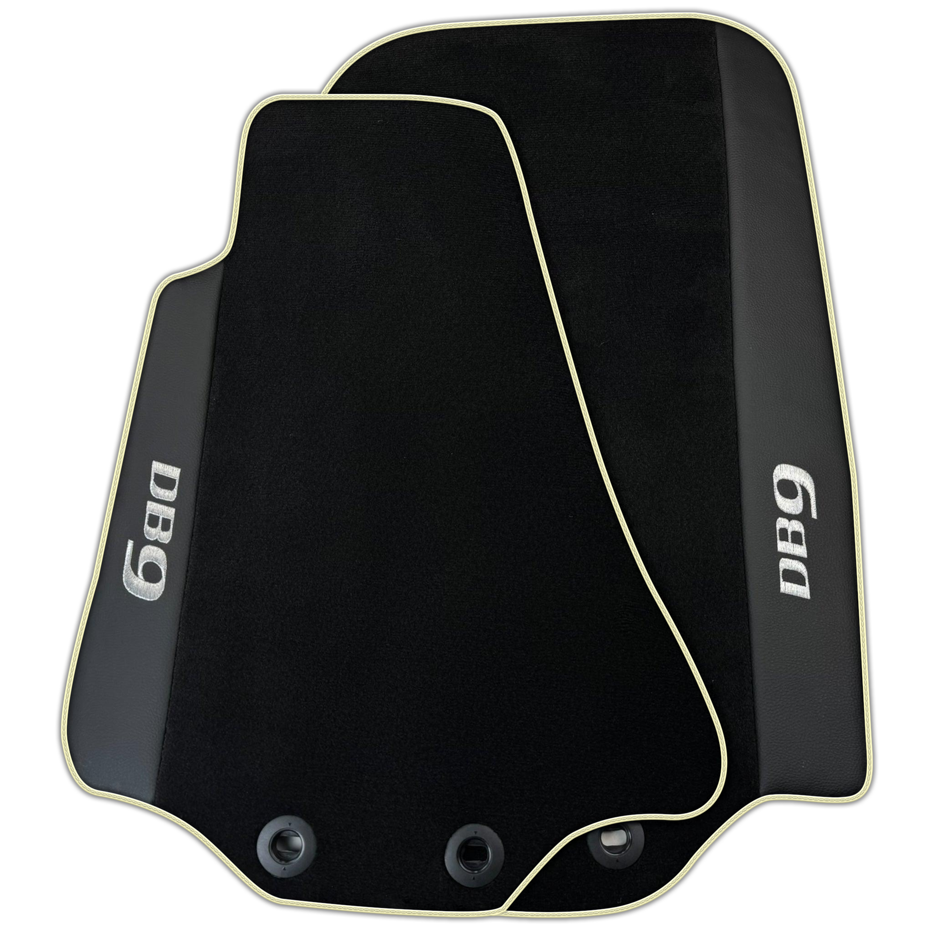 Black Floor Mats for Aston Martin DB9 (2004-2016) with Leather