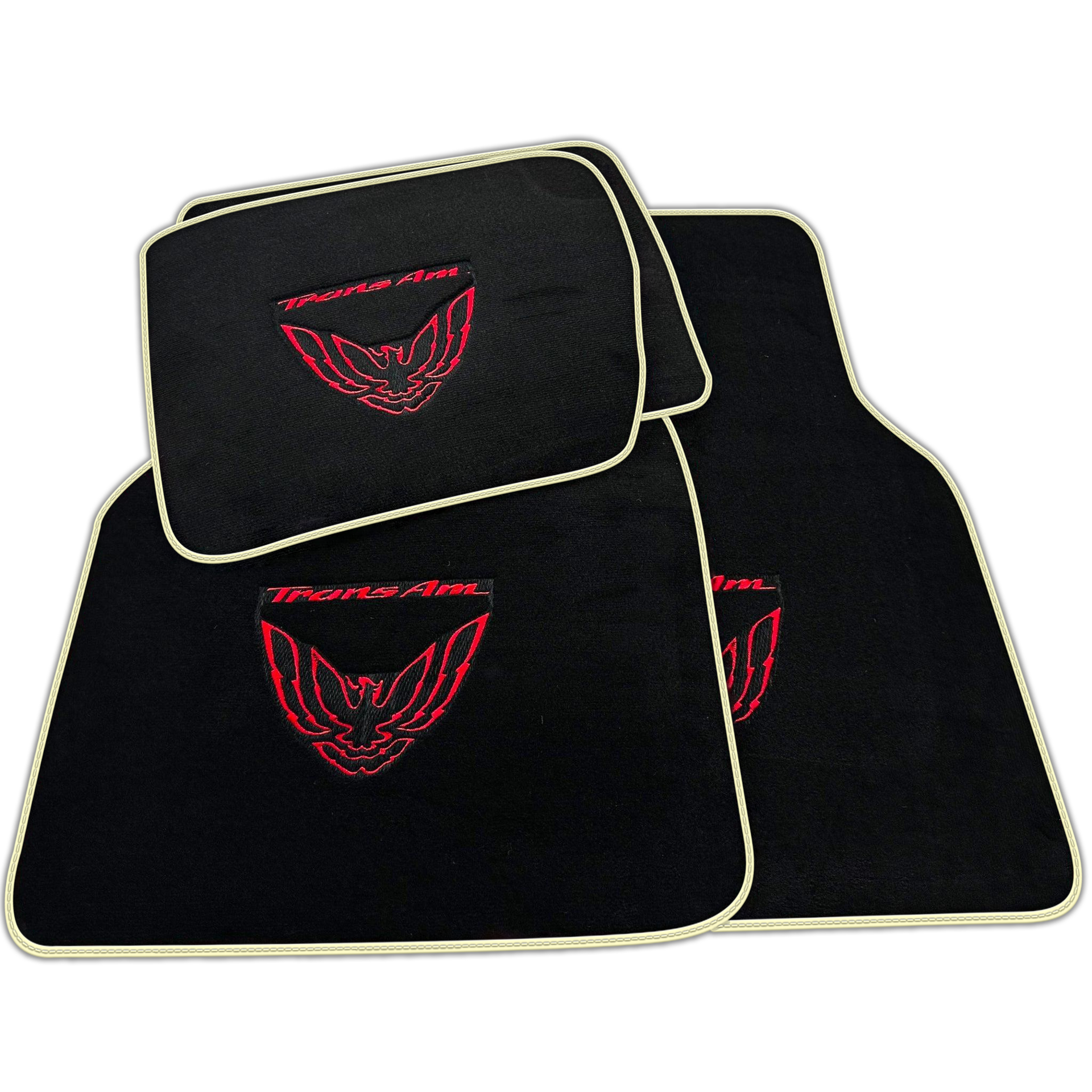 Black Floor Mats Red Trim for Pontiac FireBird (1993-2002) Trans Am