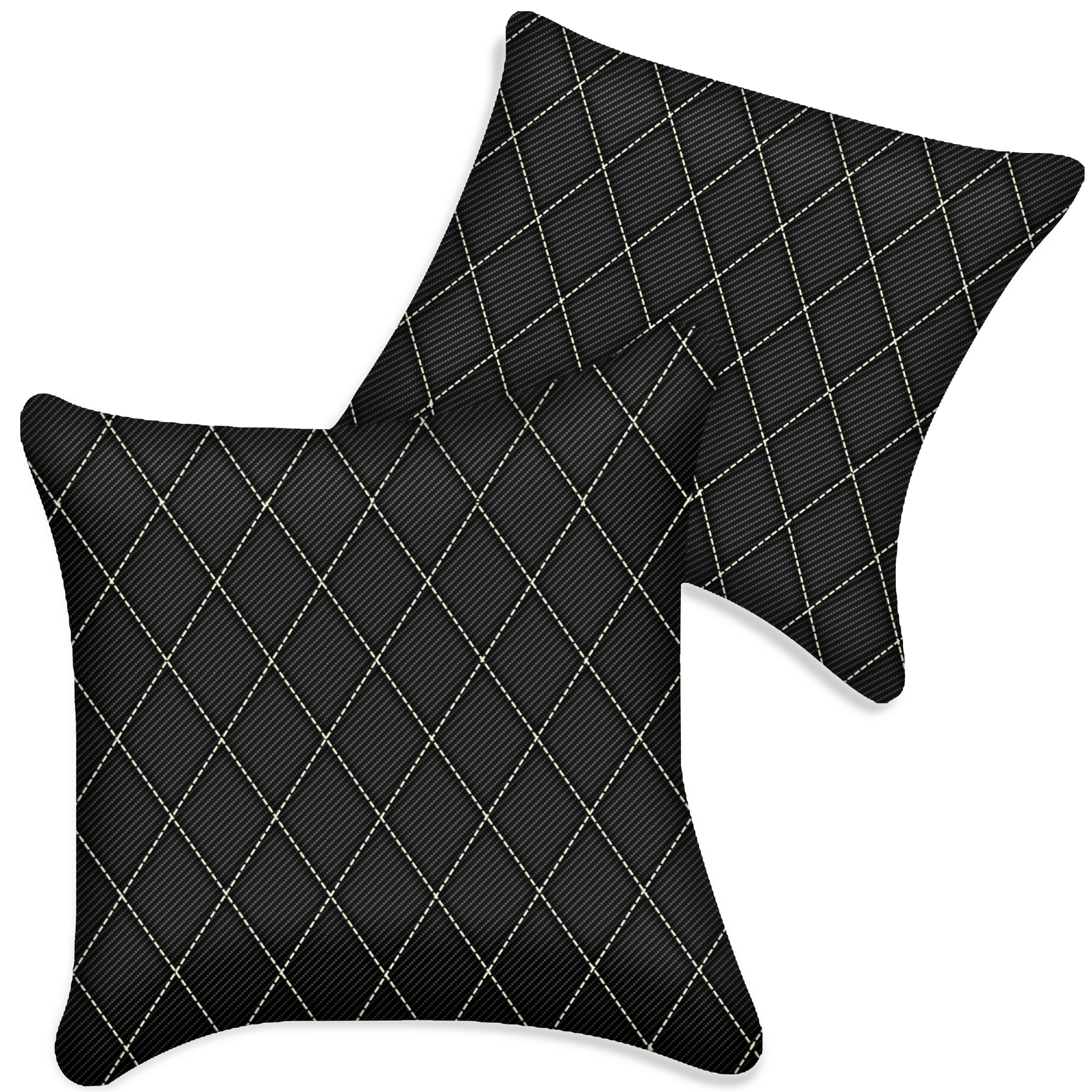Customizable Black Carbon Fiber Pillows Set of 2 for All Vehicles | Single Diamond Pattern