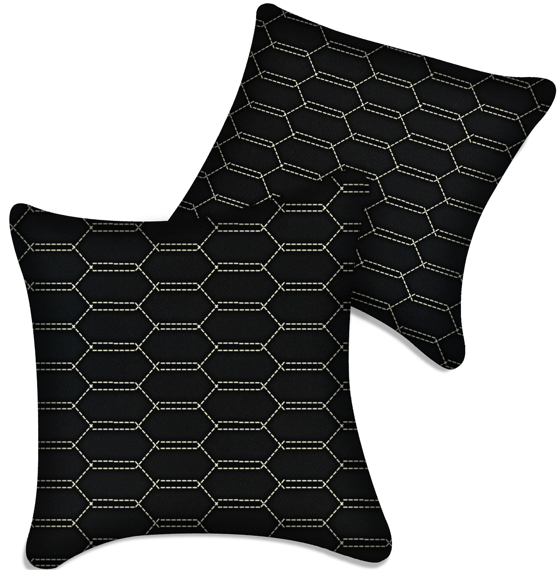 Customizable Black Leather Pillows Set of 2 for All Vehicles