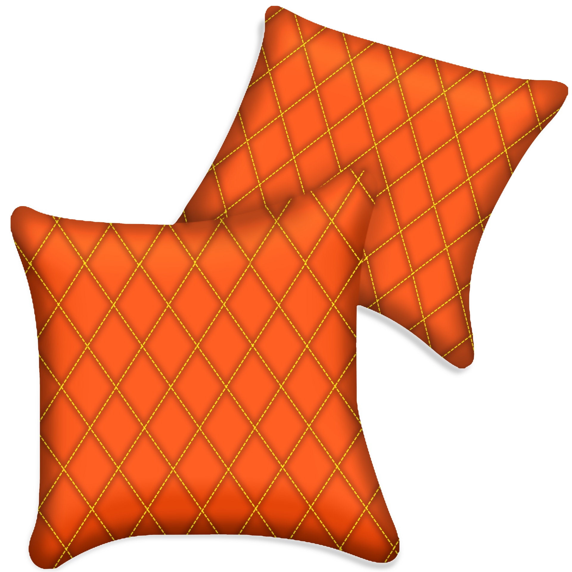 Customizable Orange Leather Pillows Set of 2 for All Vehicles | Single Diamond Pattern