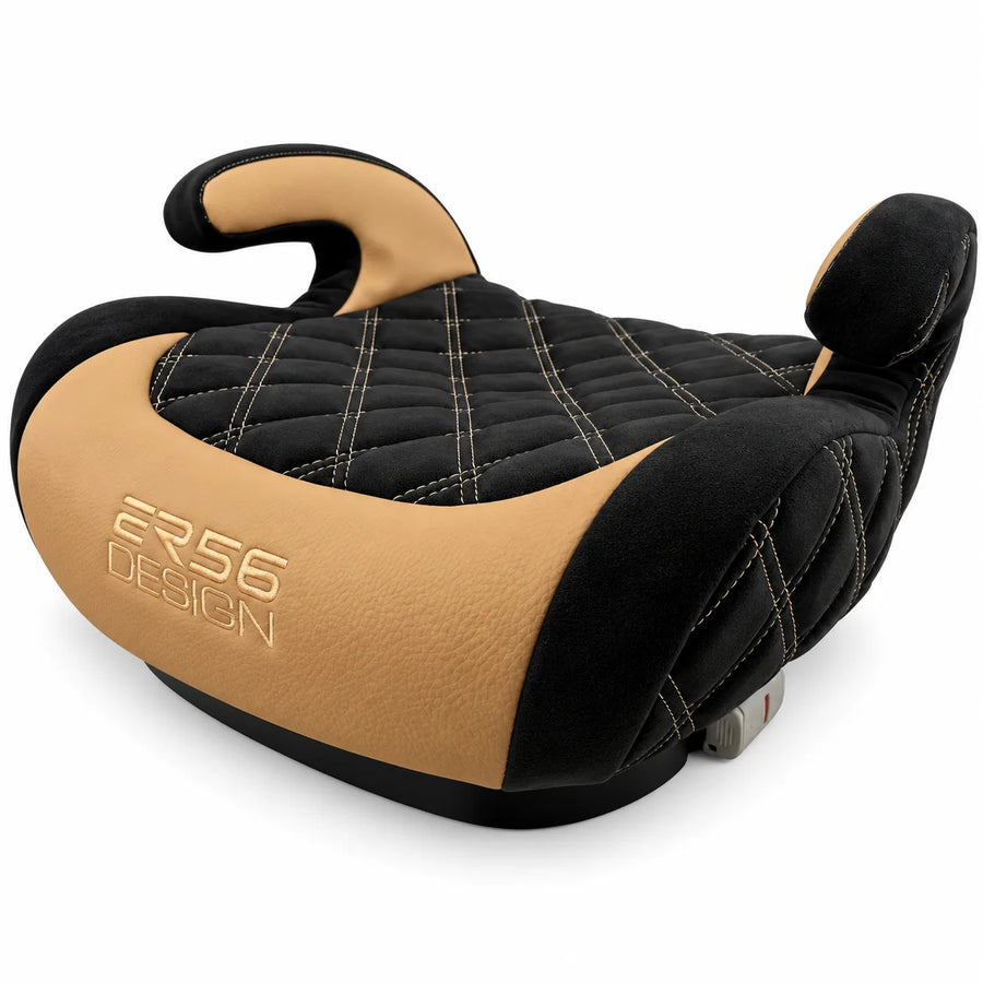 Siège Auto Sans Dossier Alcantara pour Enfants en Cuir Beige