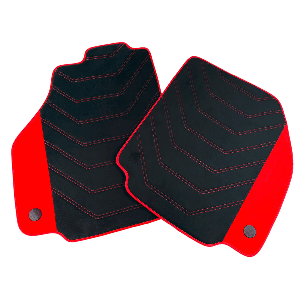 Black Alcantara Floor Mats for Ferrari 458 GT2 (2012-2015) with Red Alcantara Accents