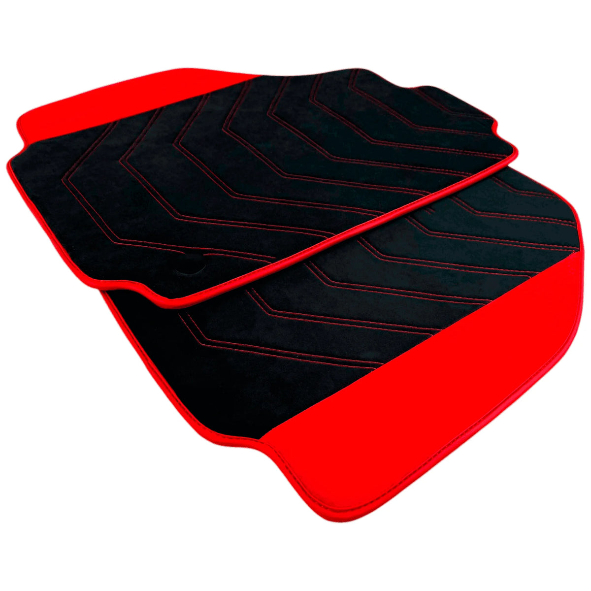 Black Alcantara Floor Mats for Ferrari 488 Pista Spider (2019-2021) with Red Alcantara Accents