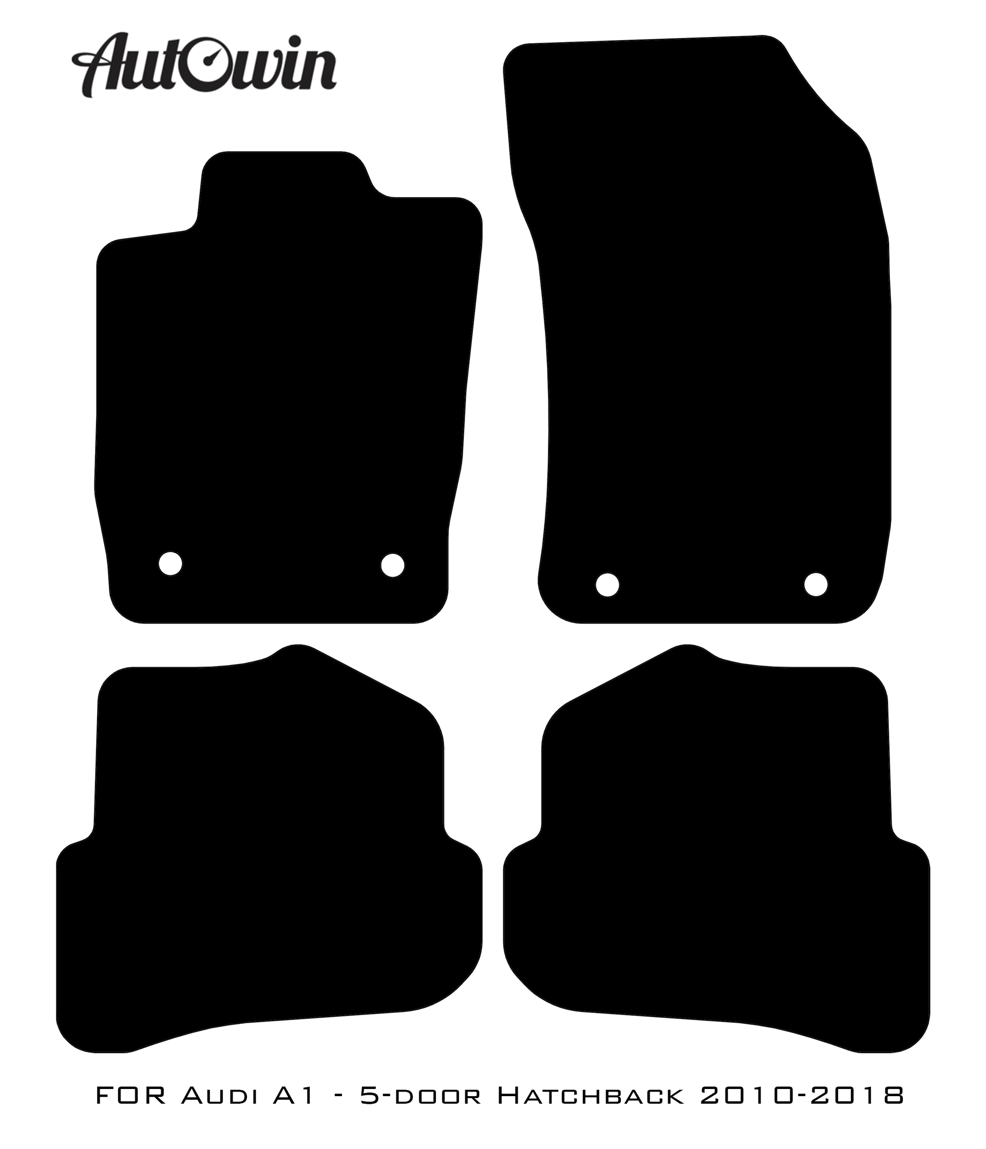 Black Floor Mats for Audi A1 - 5-door Hatchback 2010-2018 - AutoWin