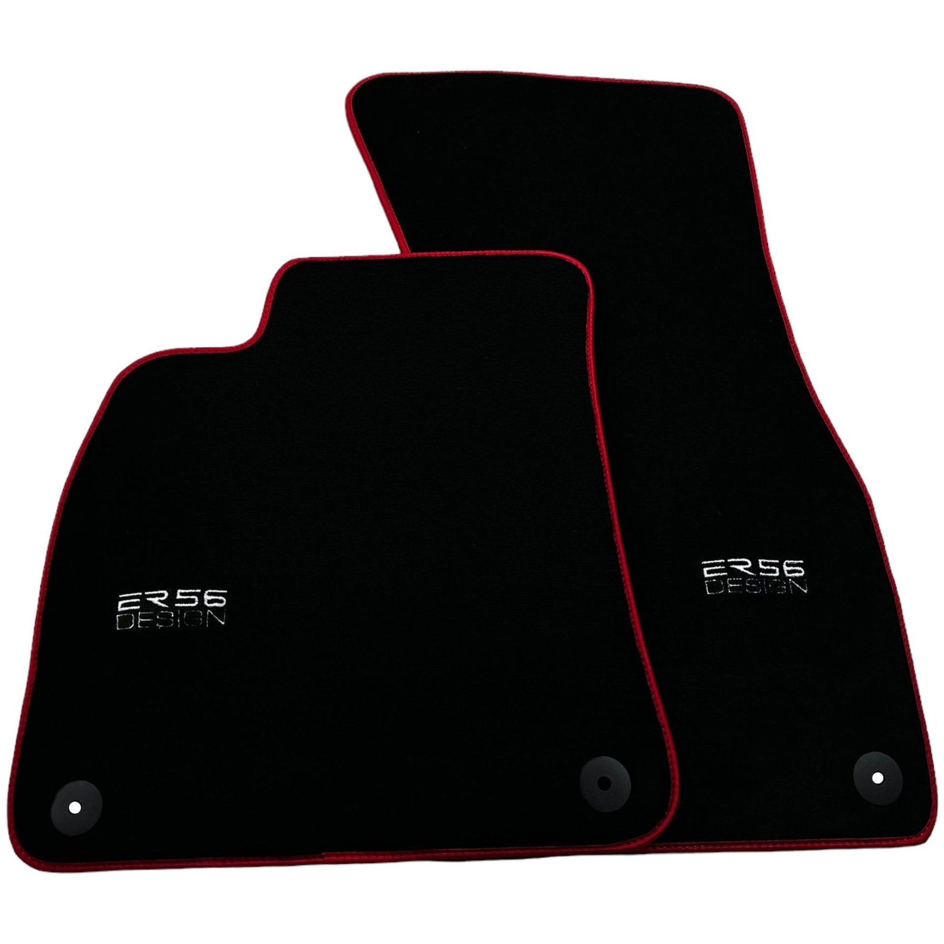 Black Floor Mats For Audi A6 - C8 Sedan (2018-2023) ER56 Design with Red Trim - AutoWin