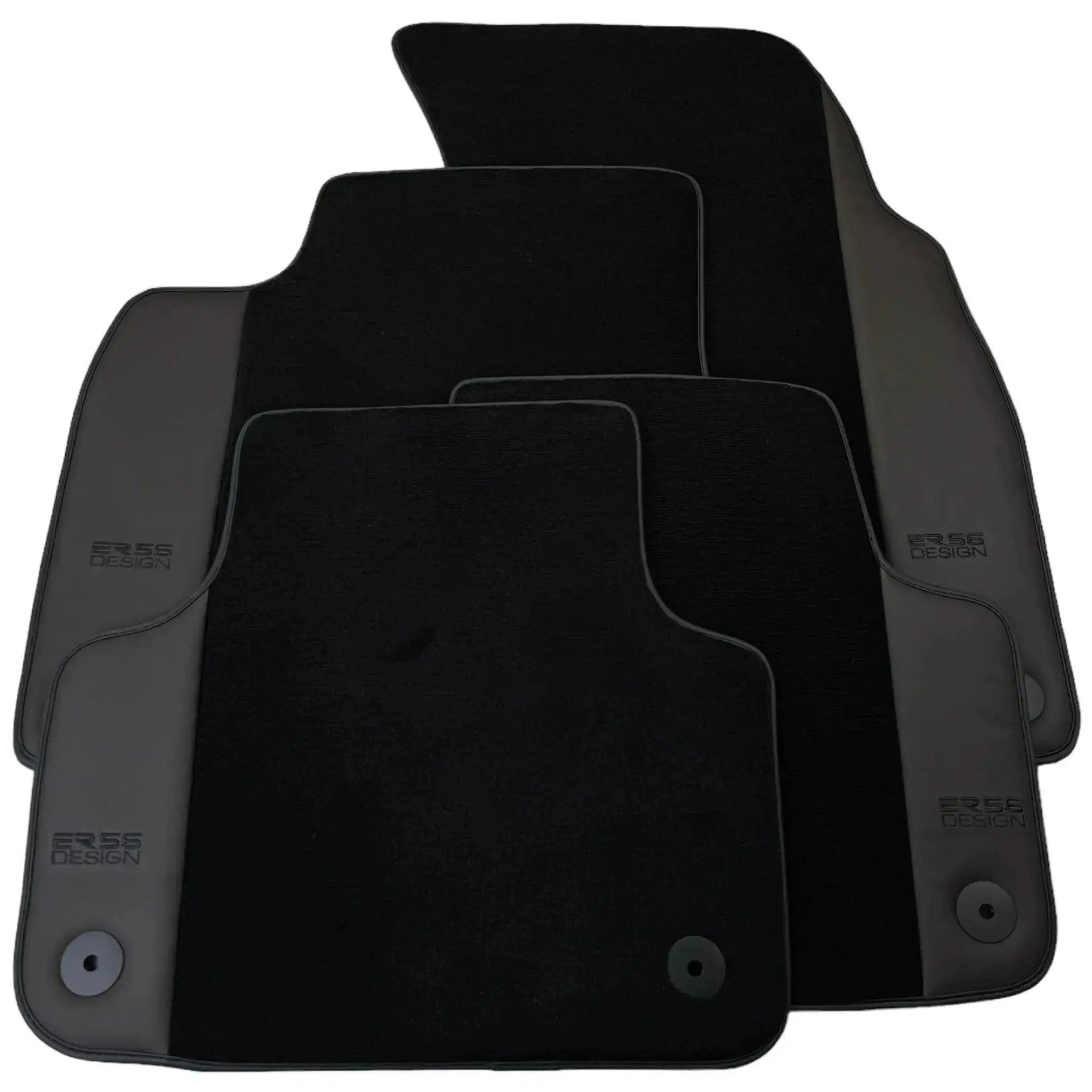 Black Floor Mats for Audi Q8 e-tron (2023-2025) with Dark Brown Leather | ER56 Design - AutoWin