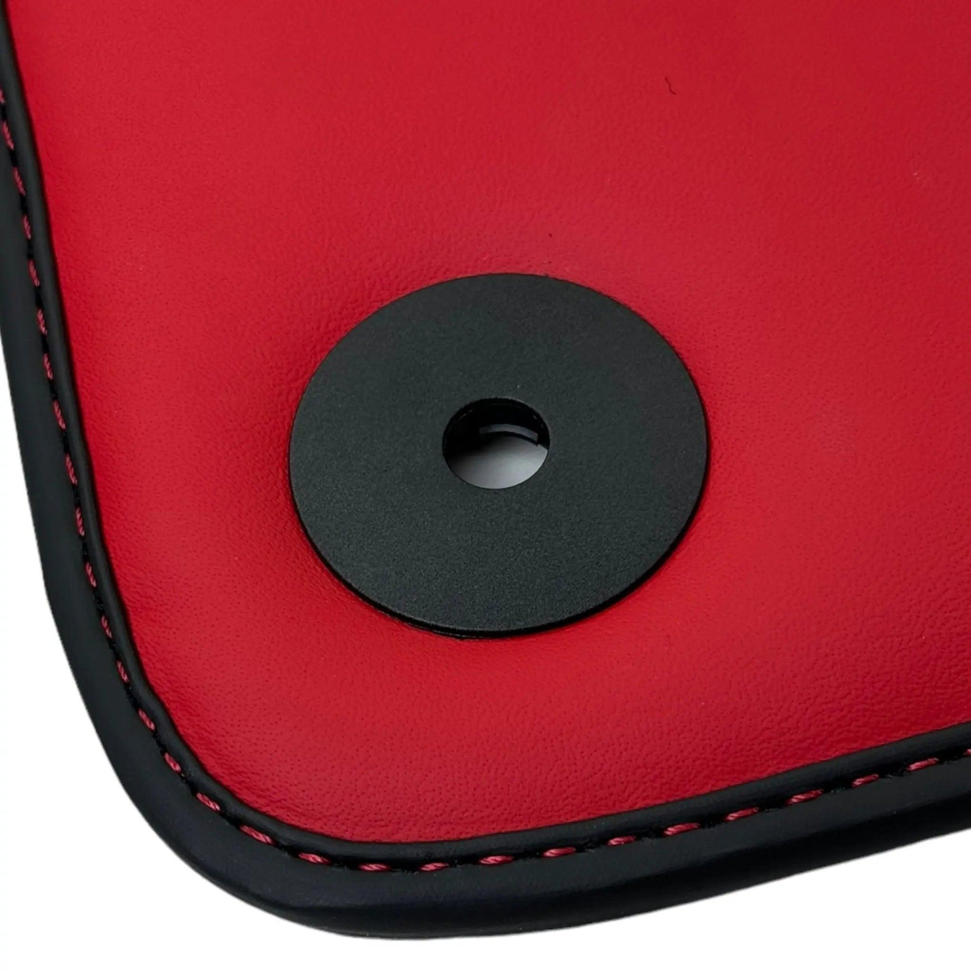 Black Floor Mats for Audi Q8 e-tron (2023-2025) with Red Leather | ER56 Design - AutoWin