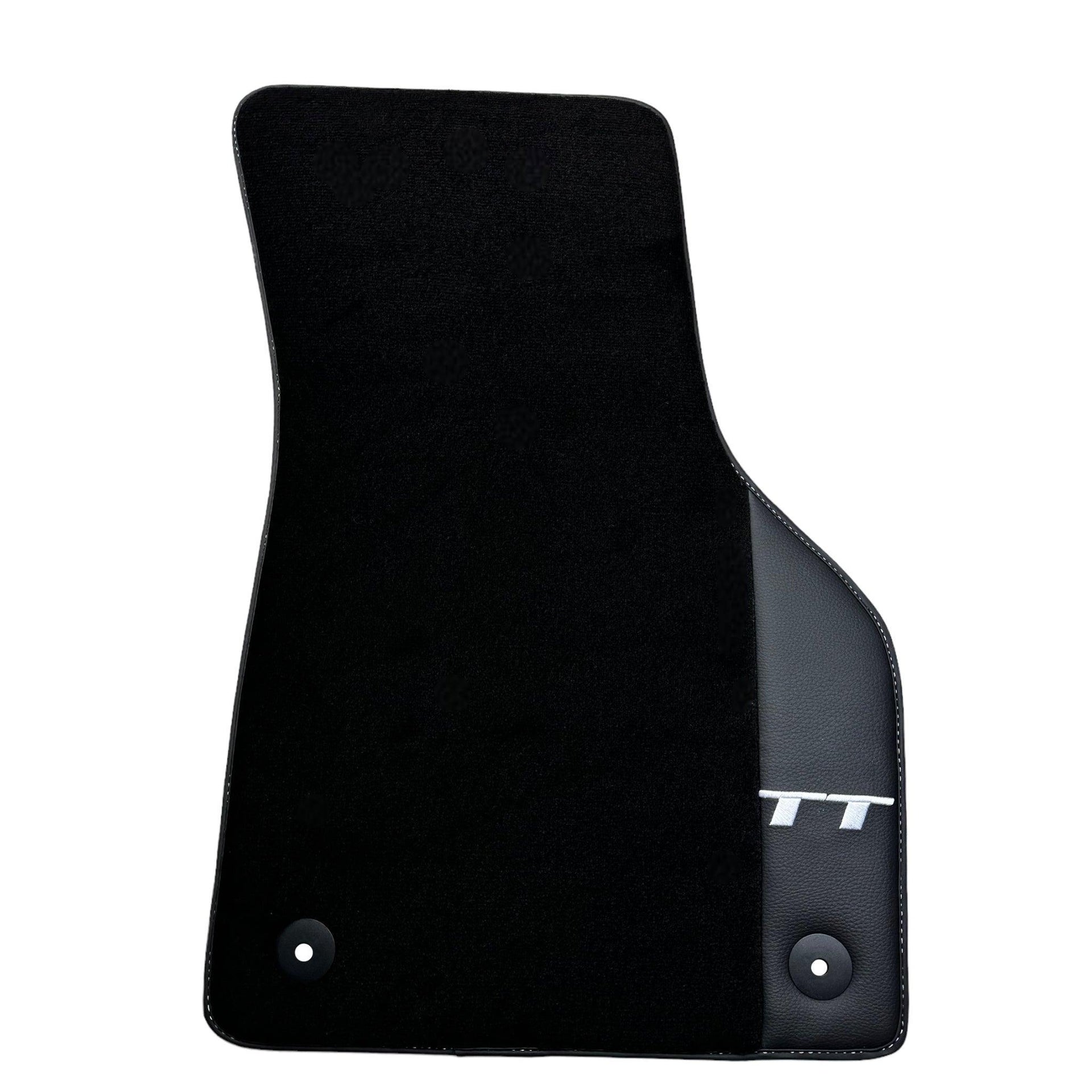 Black Floor Mats for Audi TT MK1 Convertible (1998-2006) with Leather - AutoWin