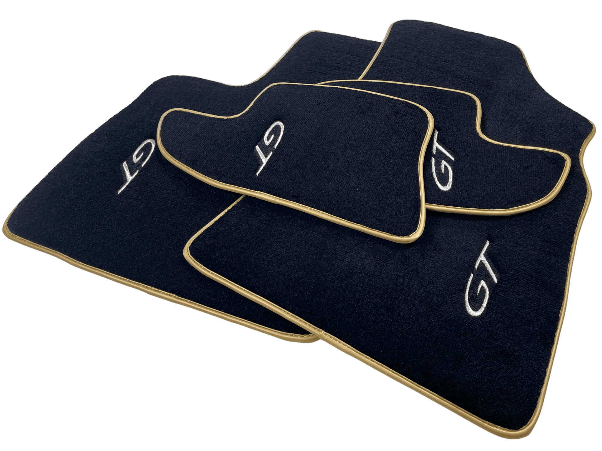 Black Floor Mats For Bentley Continental GT (2011–2018) With Gold Color Trim - AutoWin