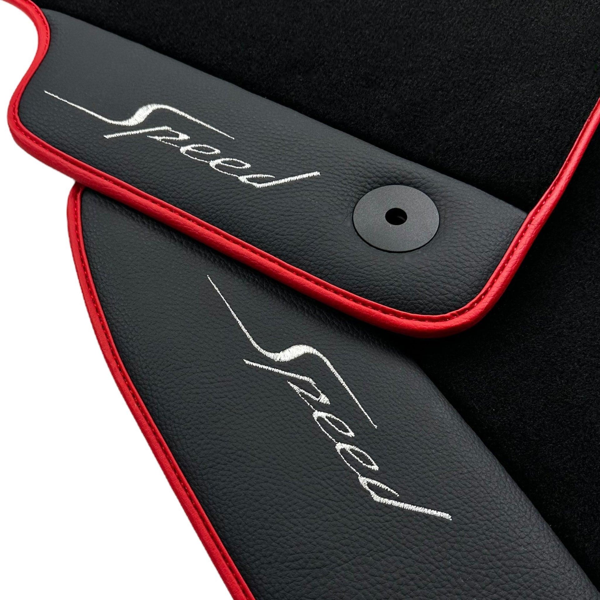 Black Floor Mats for Bentley Flying Spur (2005-2013) with Leather | Red Trim - AutoWin