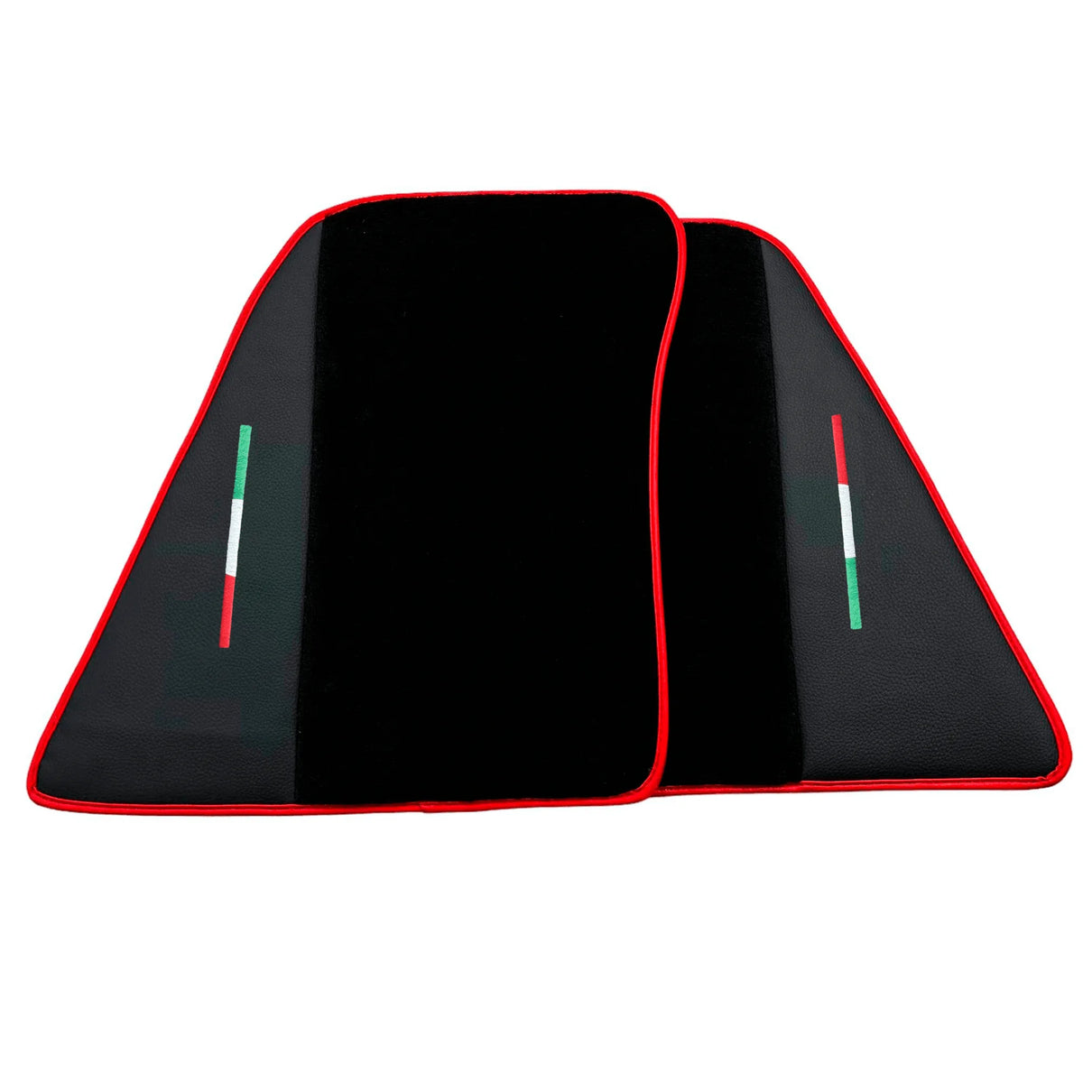 Black Floor Mats for Ferrari 296 GTB (2022-2027) with Leather and Red Trim - AutoWin