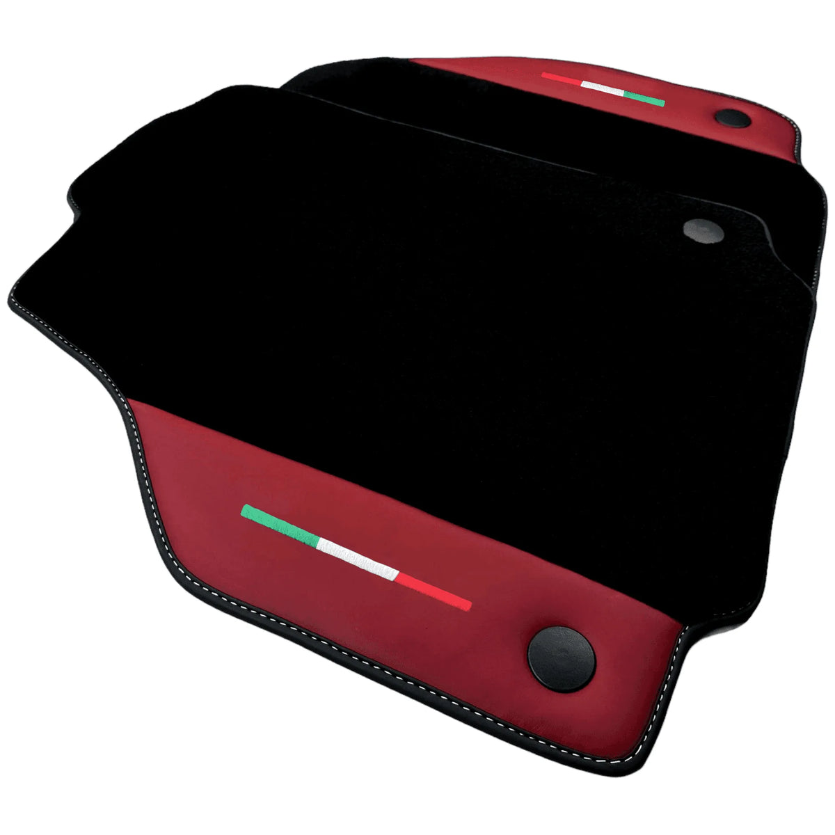 Black Floor Mats for Ferrari 458 Italia (2009-2015) with Bordeaux Nappa Leather