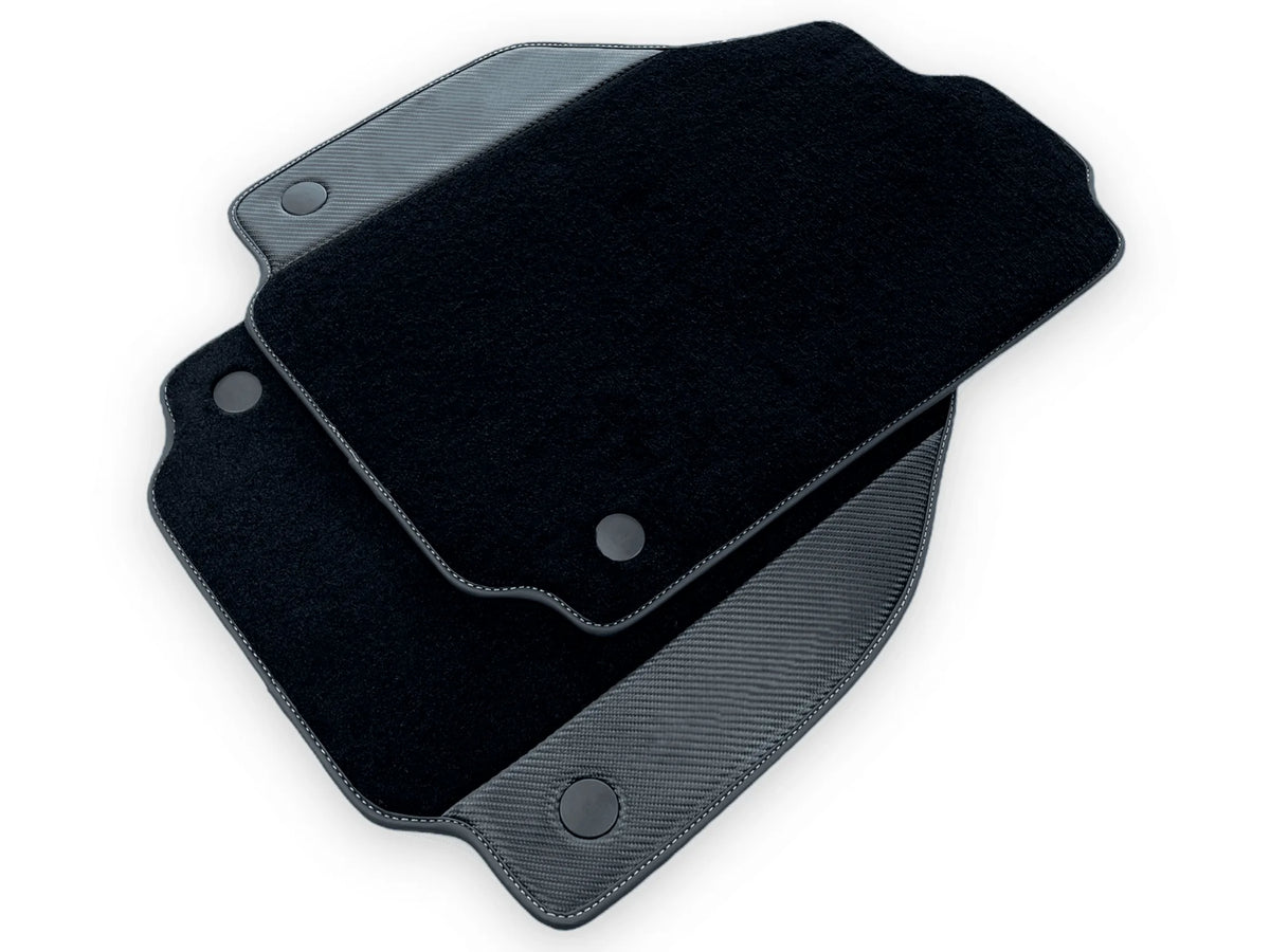 Black Floor Mats For Ferrari 458 Italia 2009-2015 With Carbon Fiber Leather - AutoWin