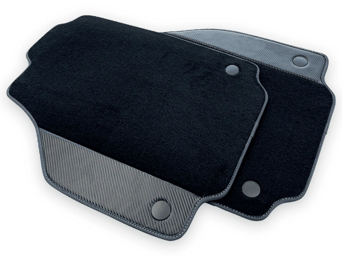Black Floor Mats For Ferrari 458 Italia 2009-2015 With Carbon Fiber Leather - AutoWin