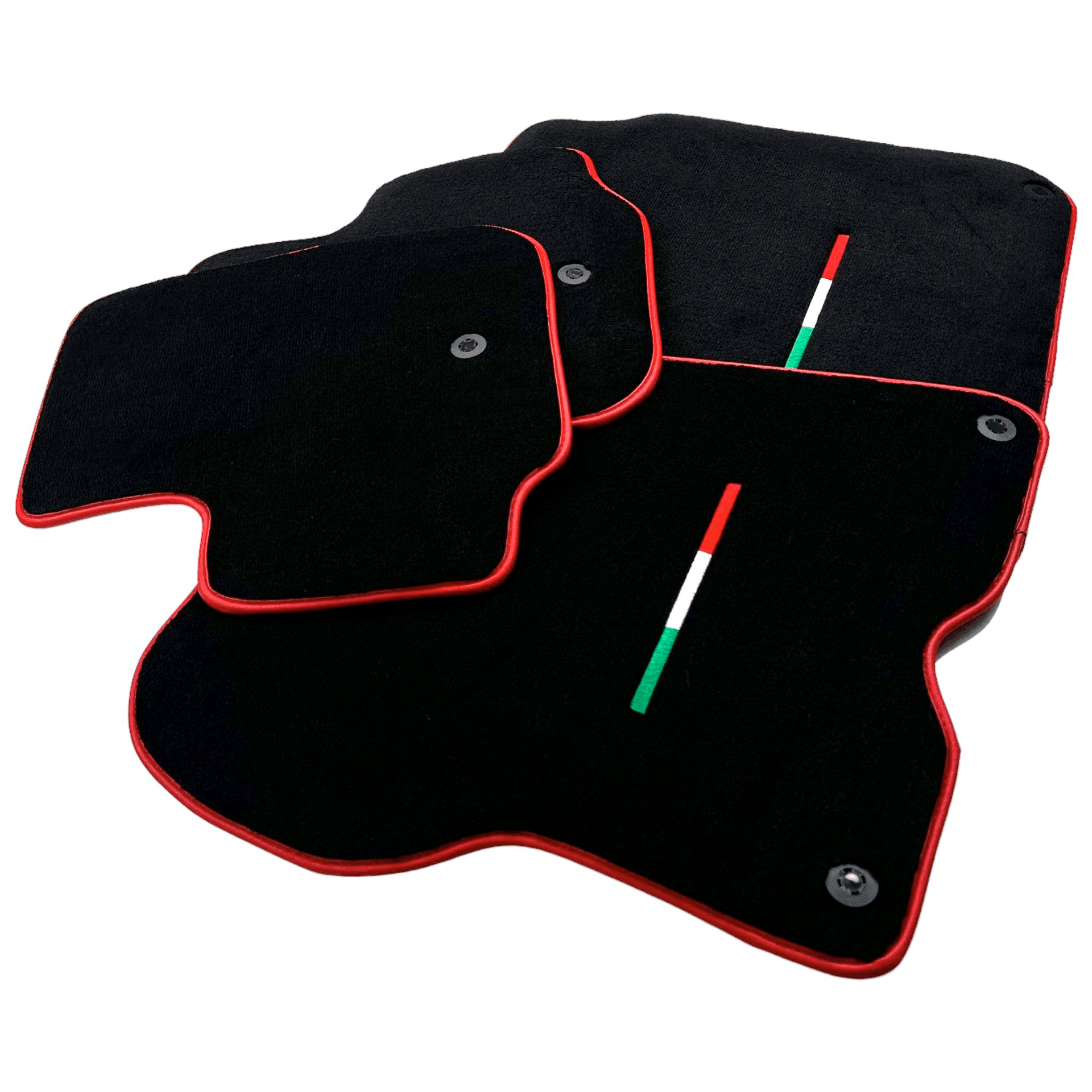 Black Floor Mats For Ferrari GTC4 Lusso (2016-2023) Italian Edition with Red Trim - AutoWin