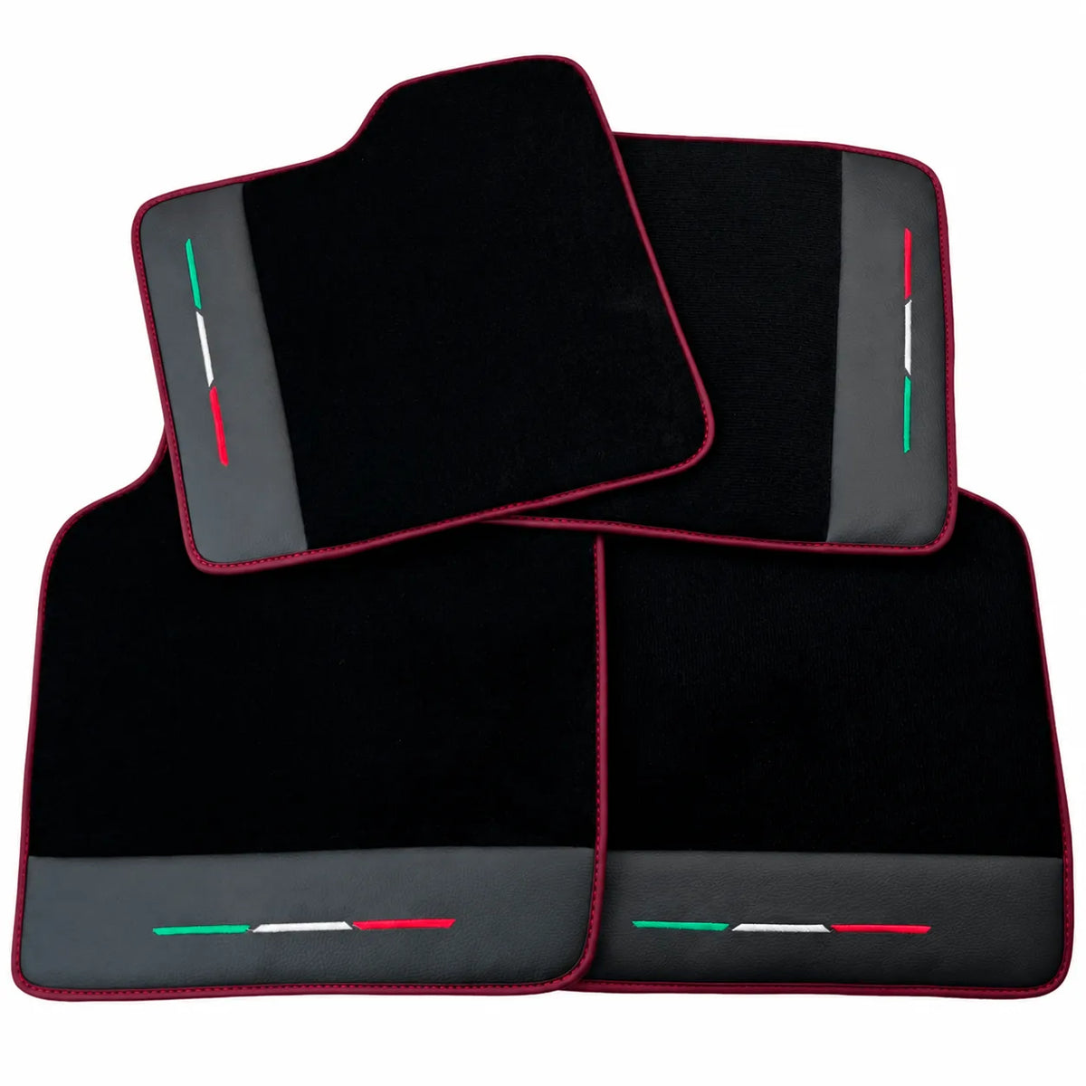 Black Floor Mats for Ferrari Purosangue with Leather and Black Trim | Italian Edition