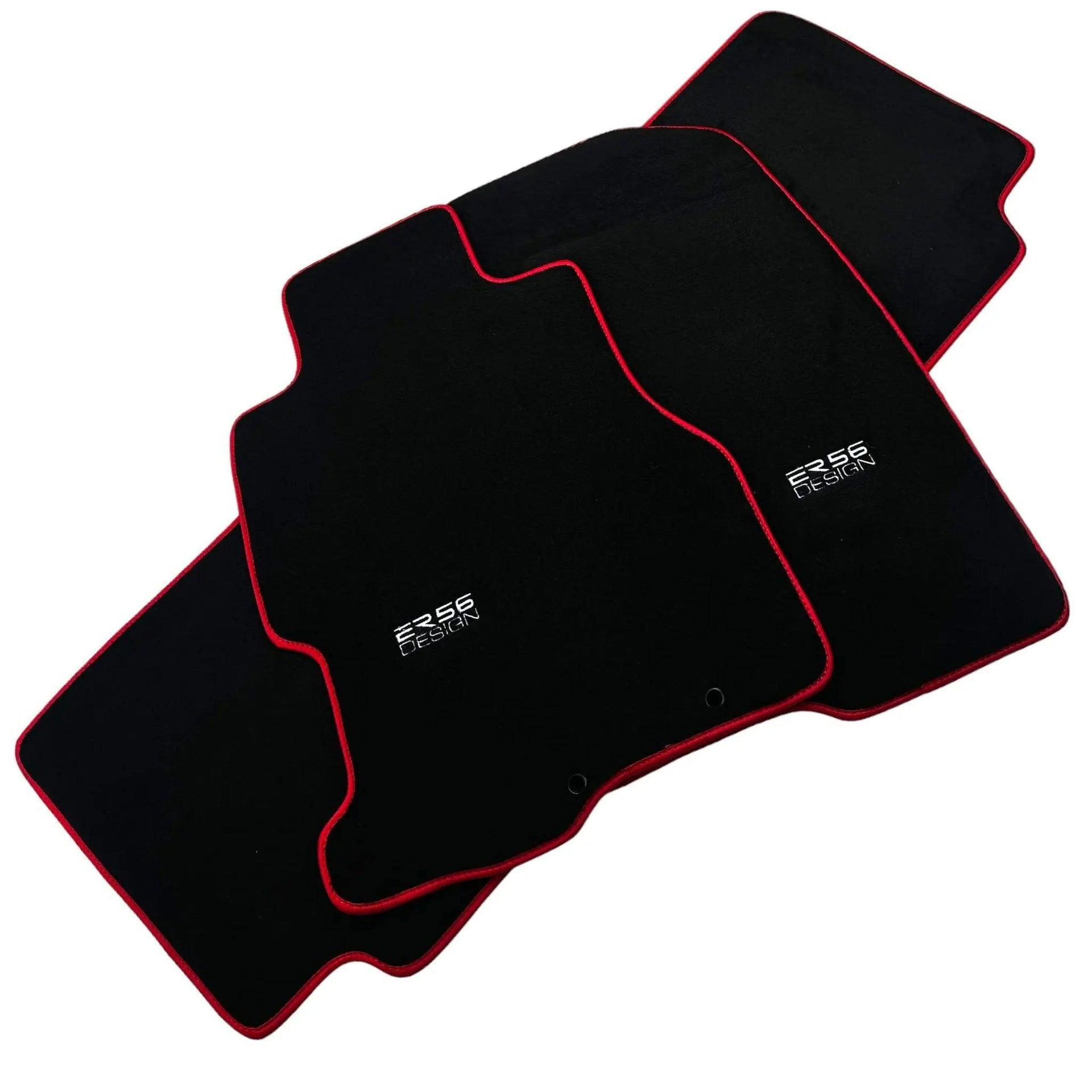 Black Floor Mats For Honda Civic VII (2001-2005) ER56 Design with Red Trim - AutoWin