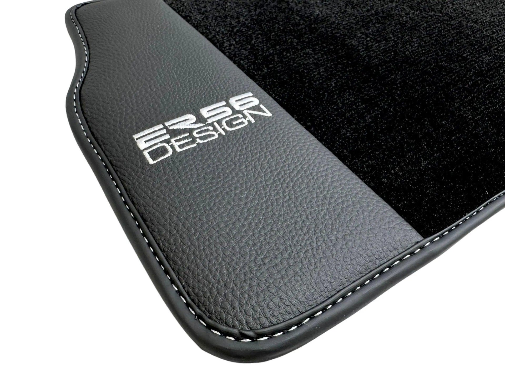 Black Floor Mats For Mercedes-Benz G Class W463 (2008-2018) With Leather Borders ER56 Design - AutoWin