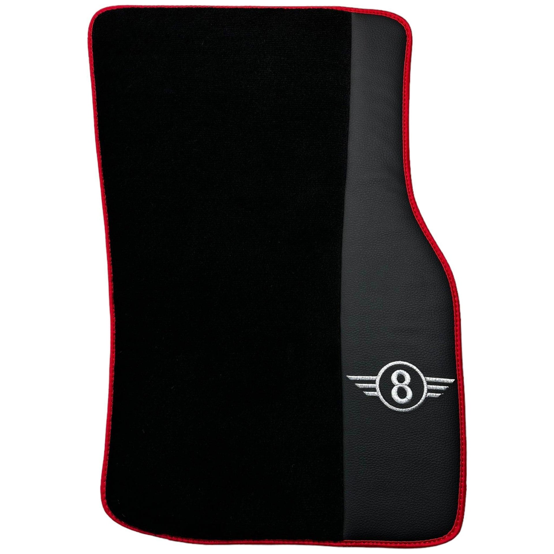 Black Floor Mats for Mini Clubman F54 (2019-2023) With Leather | Red Trim - AutoWin
