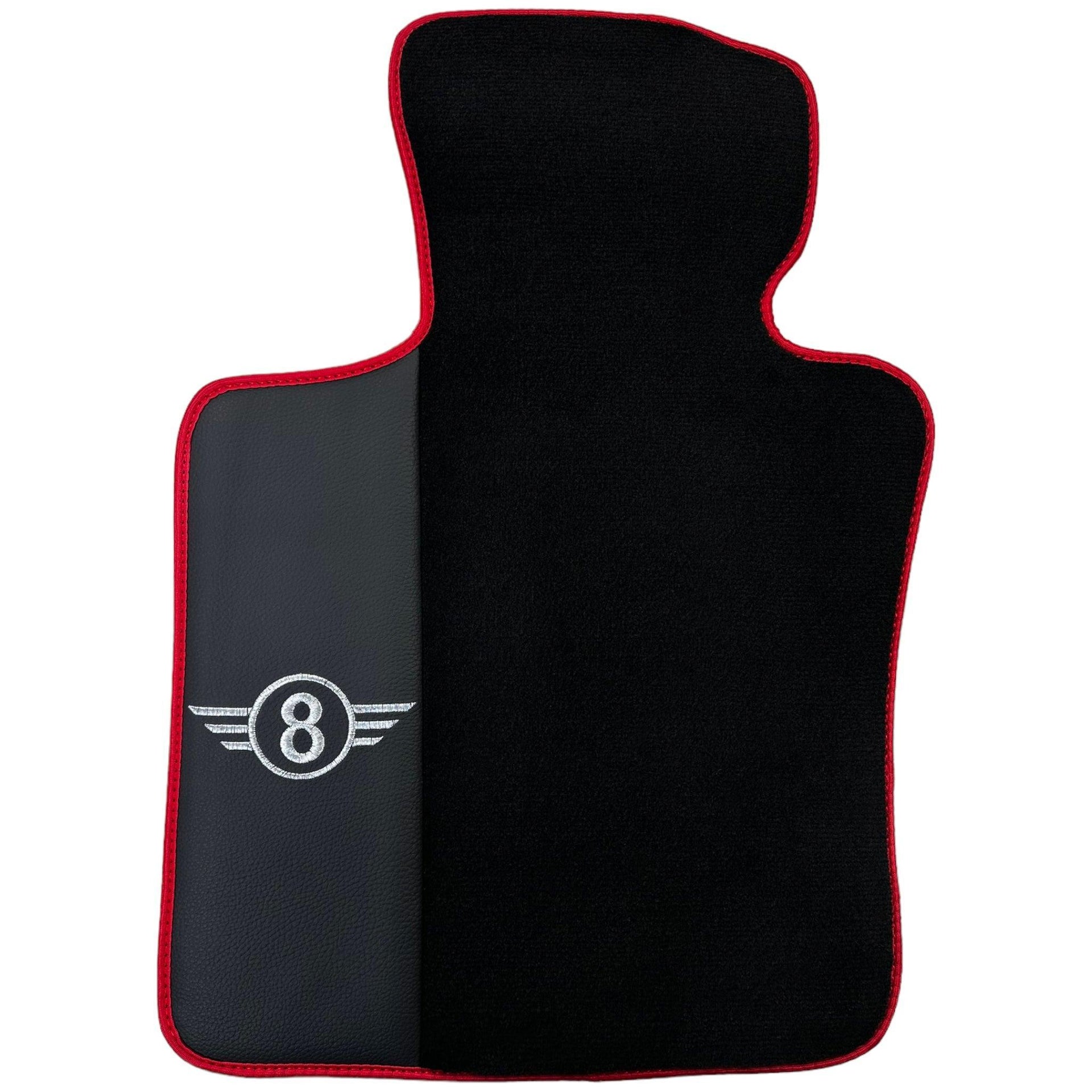 Black Floor Mats for Mini Cooper / One F56 3-doors (2014-2023) With Leather | Red Trim - AutoWin