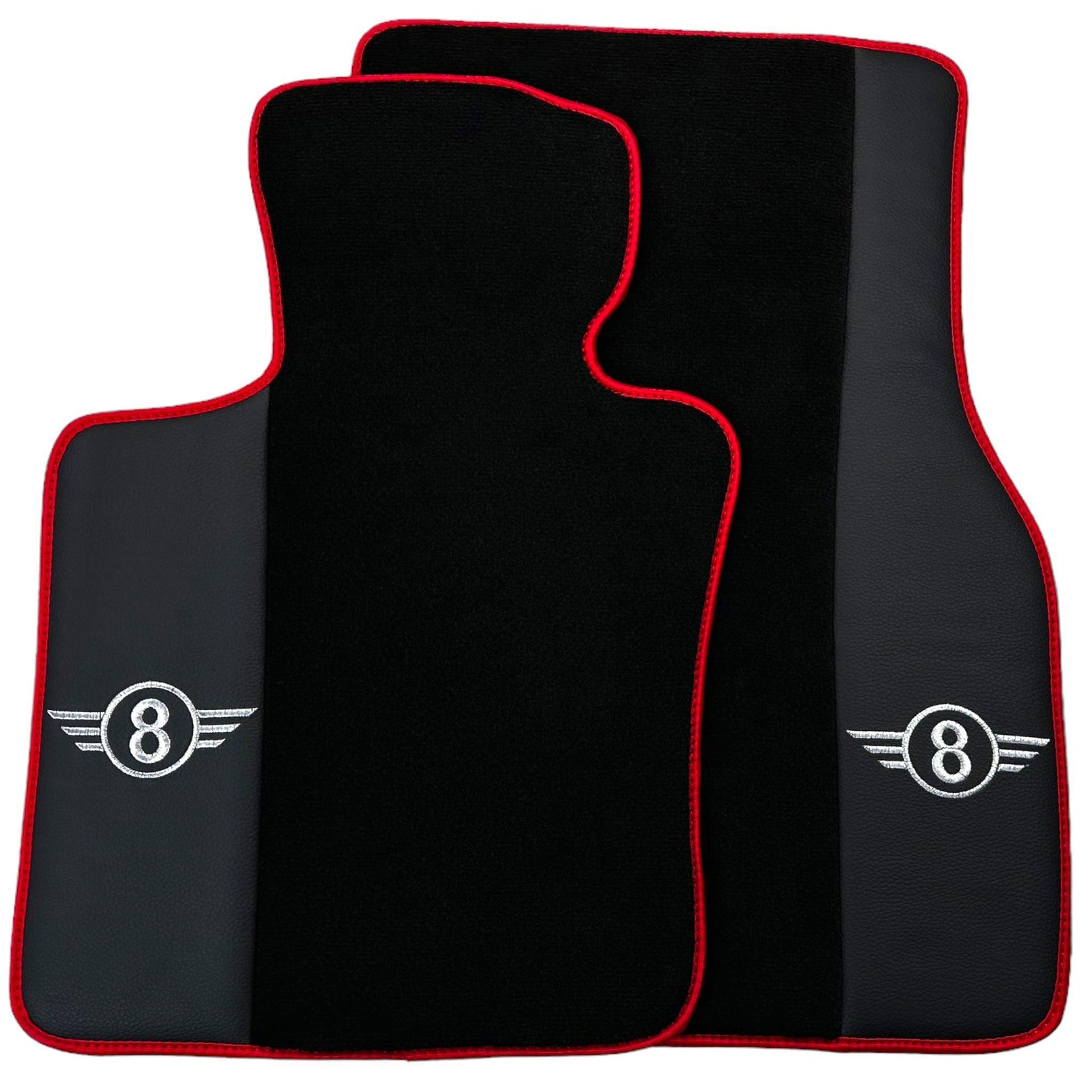 Black Floor Mats for Mini Cooper / One R50 (2001-2007) With Leather | Red Trim - AutoWin