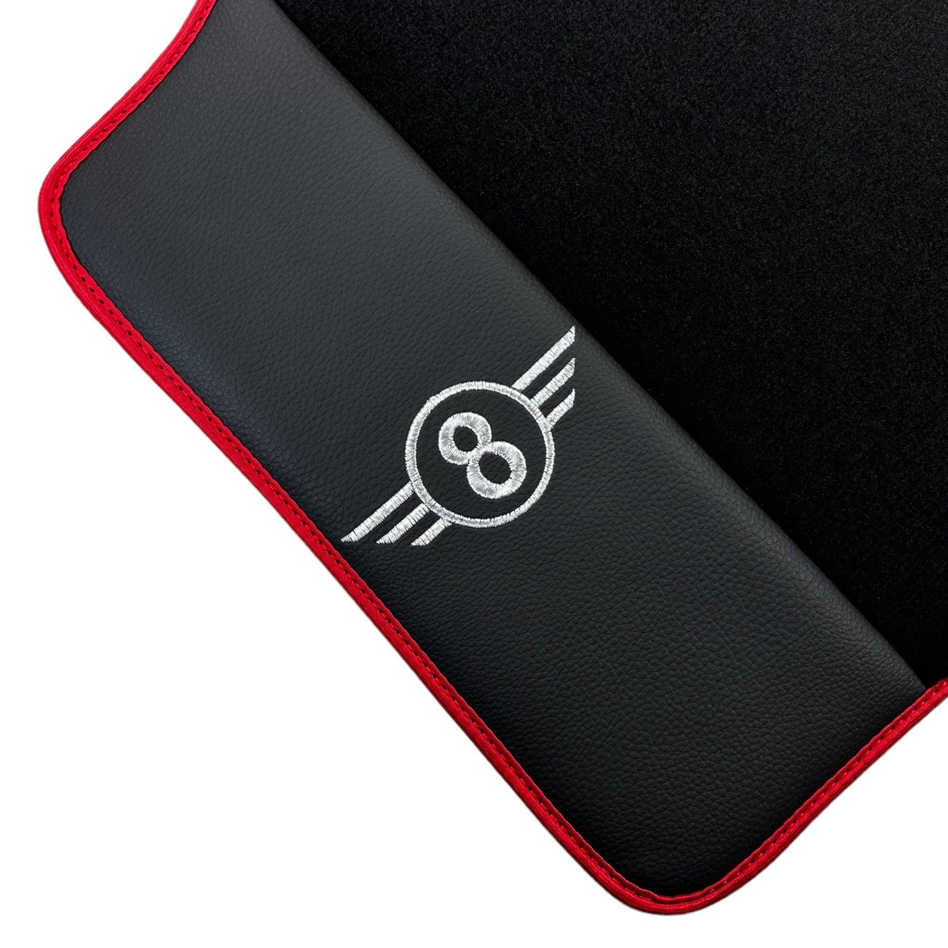 Black Floor Mats for Mini Cooper / One R53 (2001-2007) Cooper S with Leather | Red Trim - AutoWin