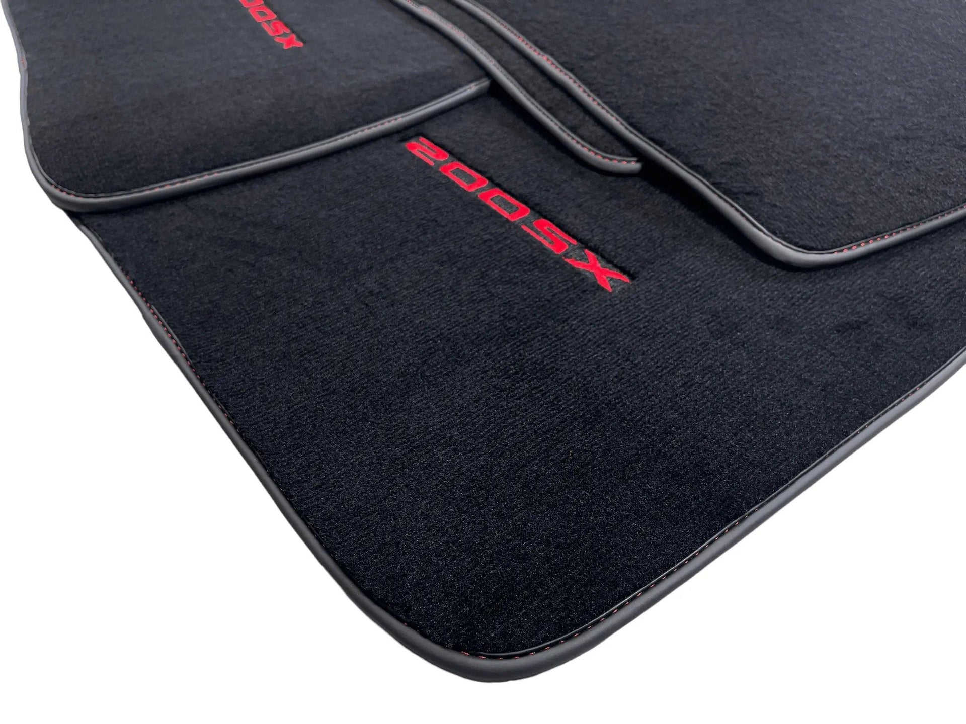 Black Floor Mats For Nissan 200 SX (1995-2000) Tailored With Red Logo - AutoWin