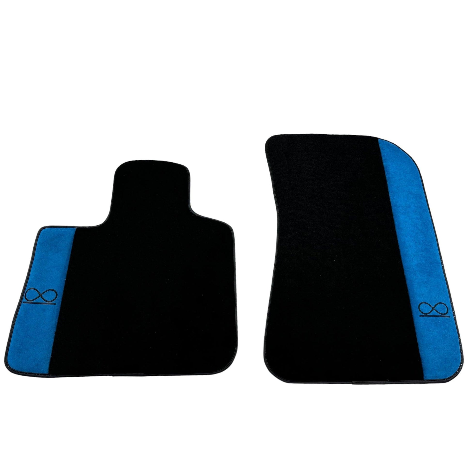 Black Floor Mats For Rolls Royce Black Badge Cullinan Blue Alcantara Leather - AutoWin