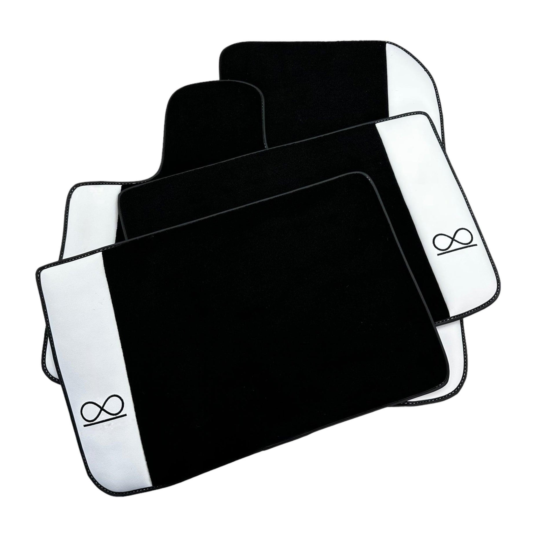 Black Floor Mats For Rolls Royce Black Badge Cullinan White Leather - AutoWin