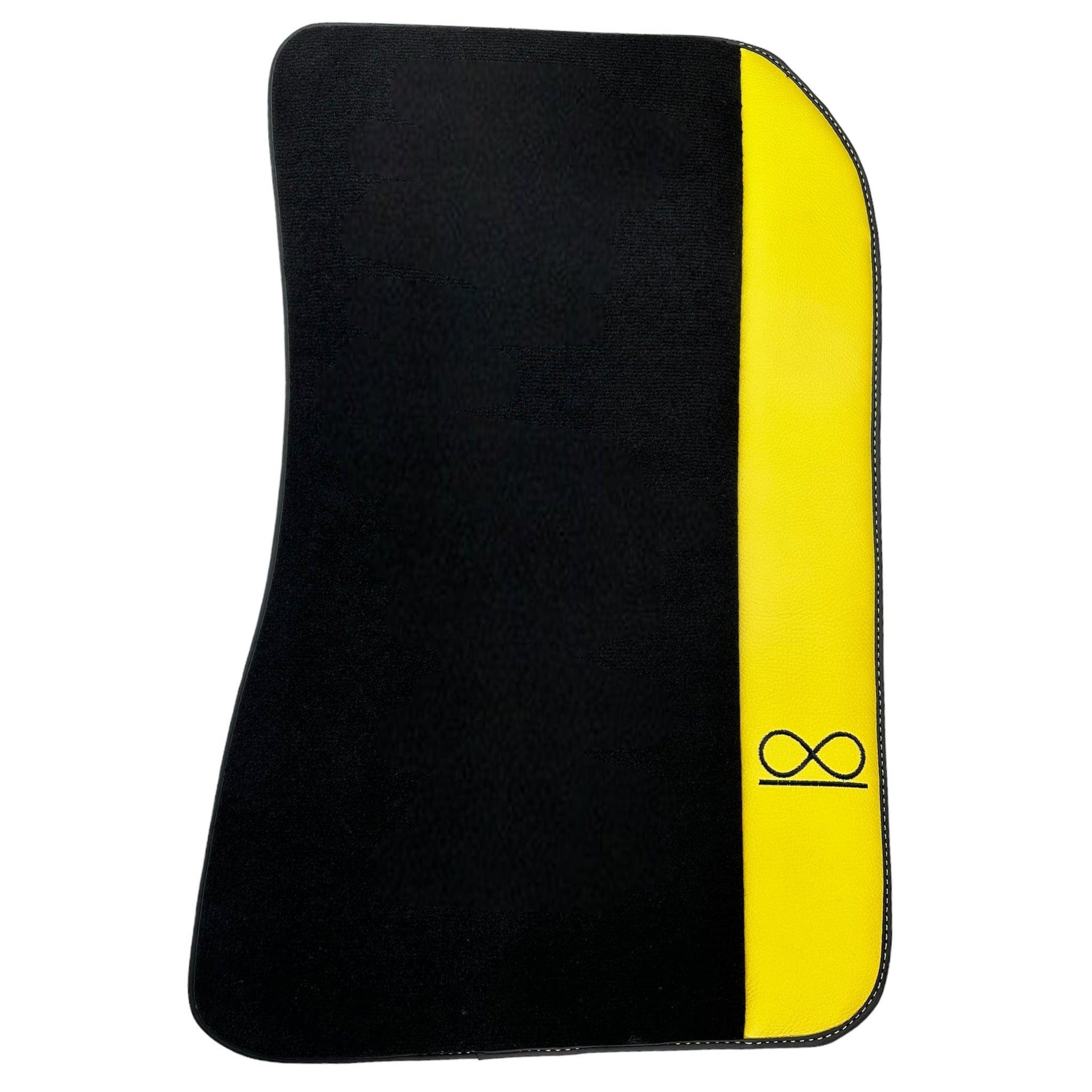 Black Floor Mats For Rolls Royce Black Badge Cullinan Yellow Leather - AutoWin