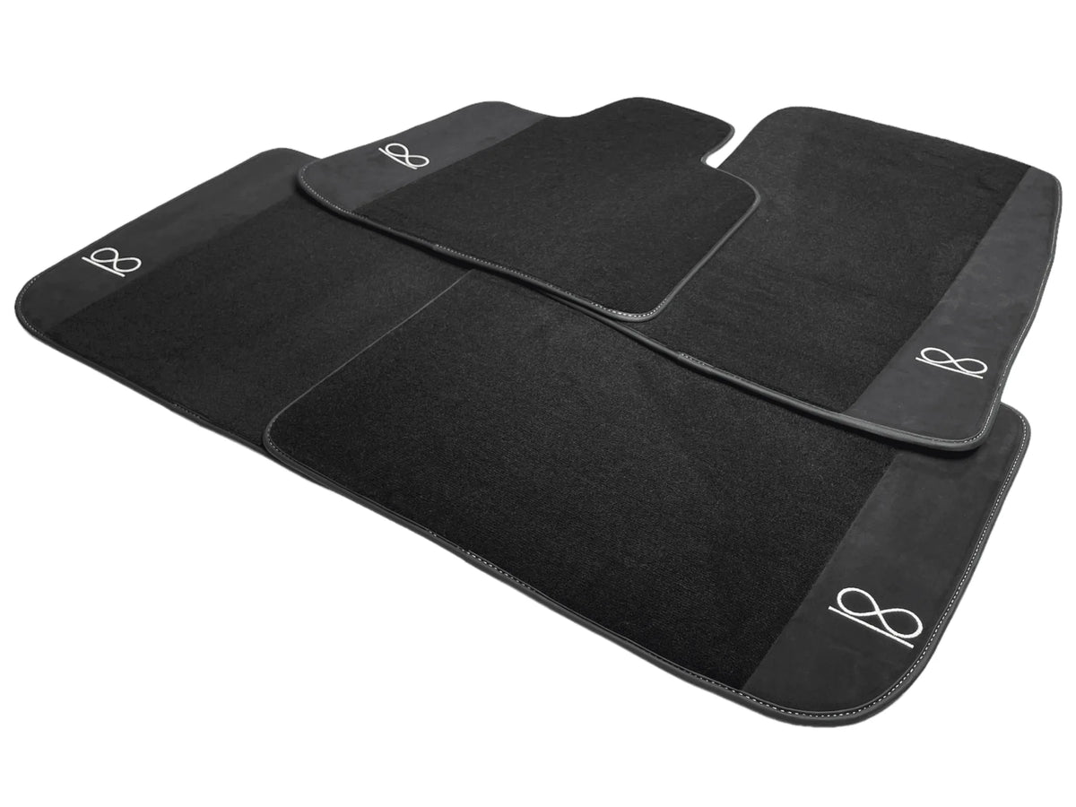 Black Floor Mats For Rolls Royce Black Badge Ghost Fluorescent Logo - AutoWin